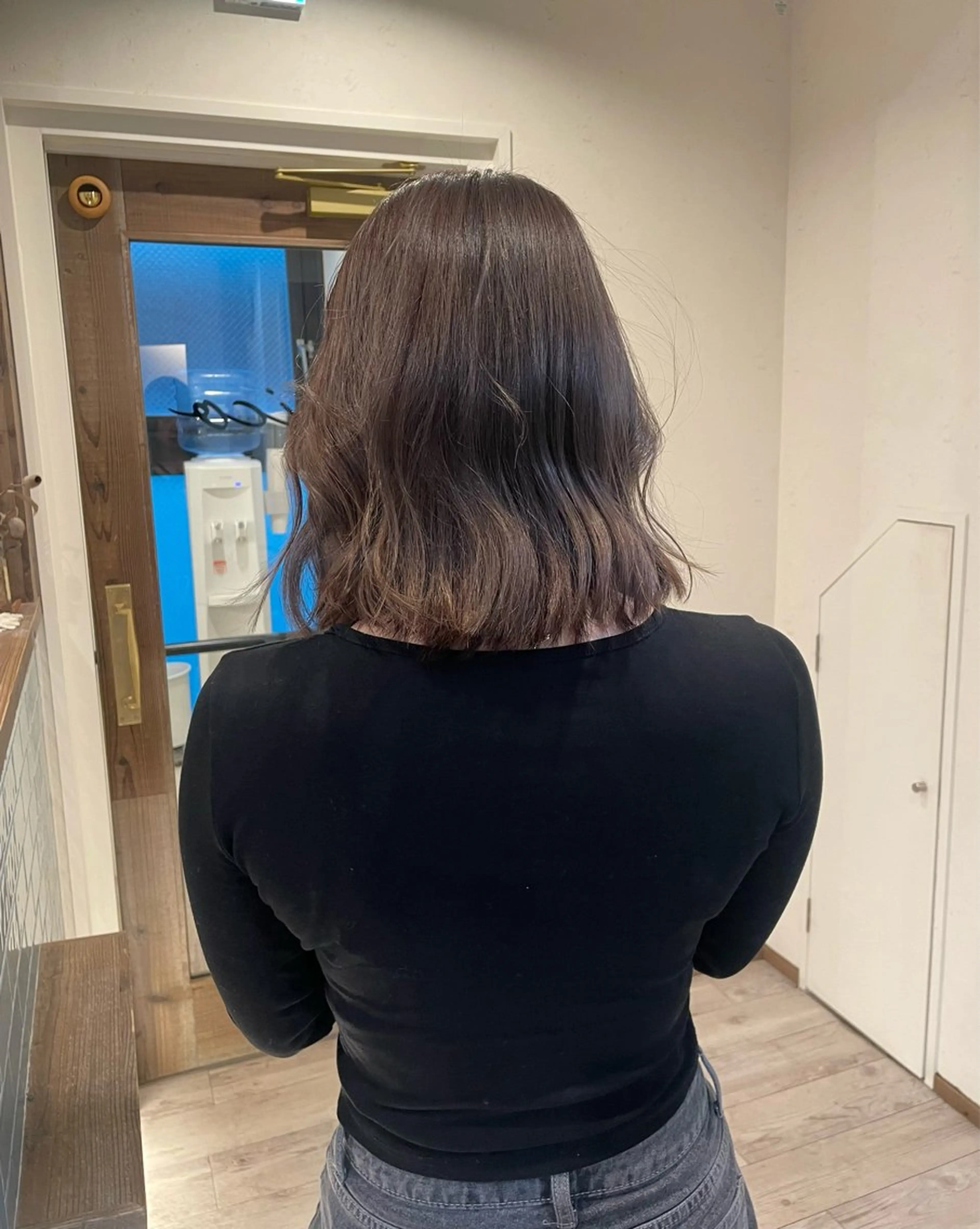 ミディアム カラー ブリーチ 透明感カラー ブリーチなしカラー ヘアカラー 渋谷 留菜のヘアスタイル