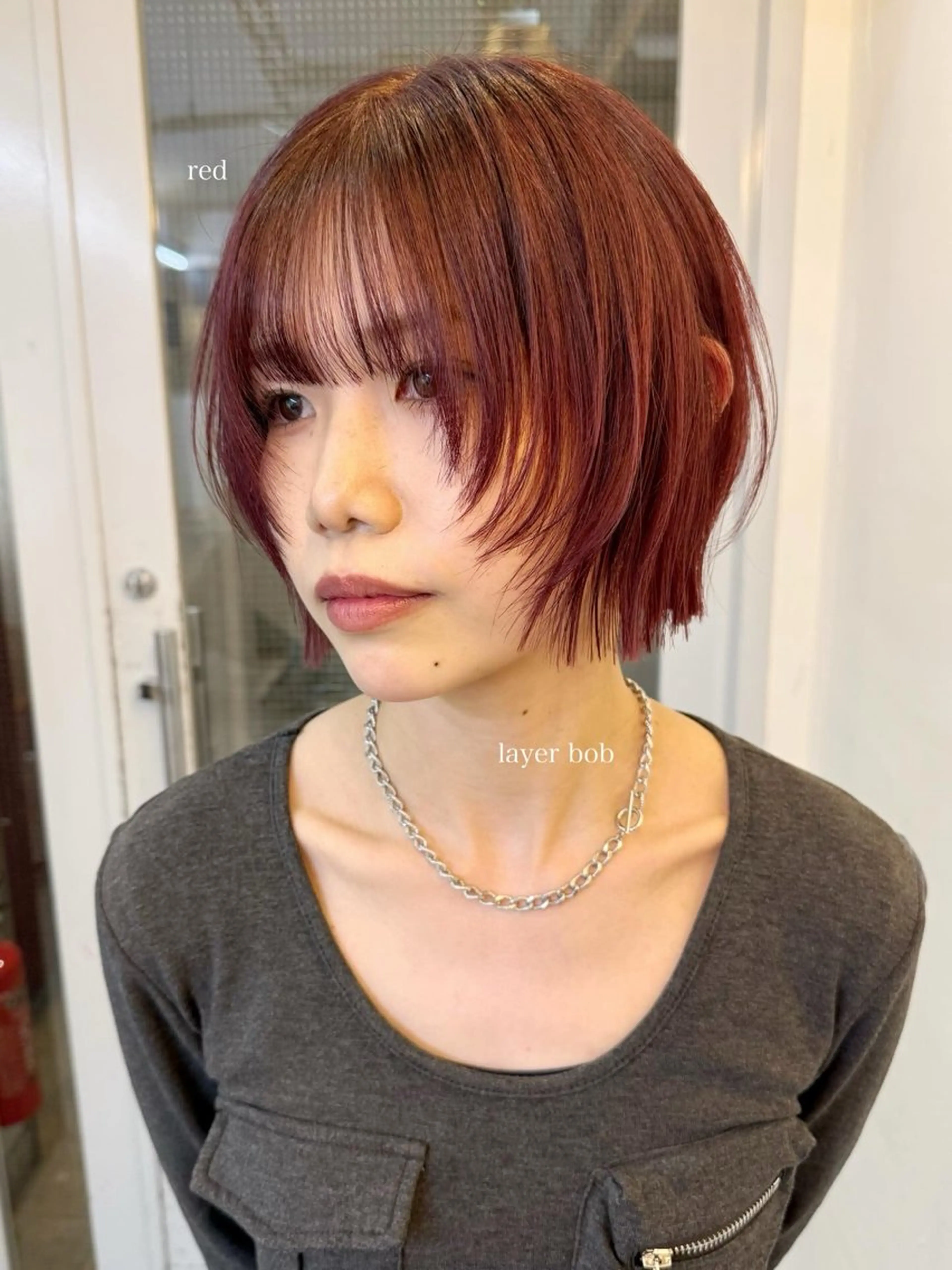 ミディアム カラー カット ヘアカラー ‎♡アヤメ/レイヤー ボブ♡渋谷のヘアスタイル