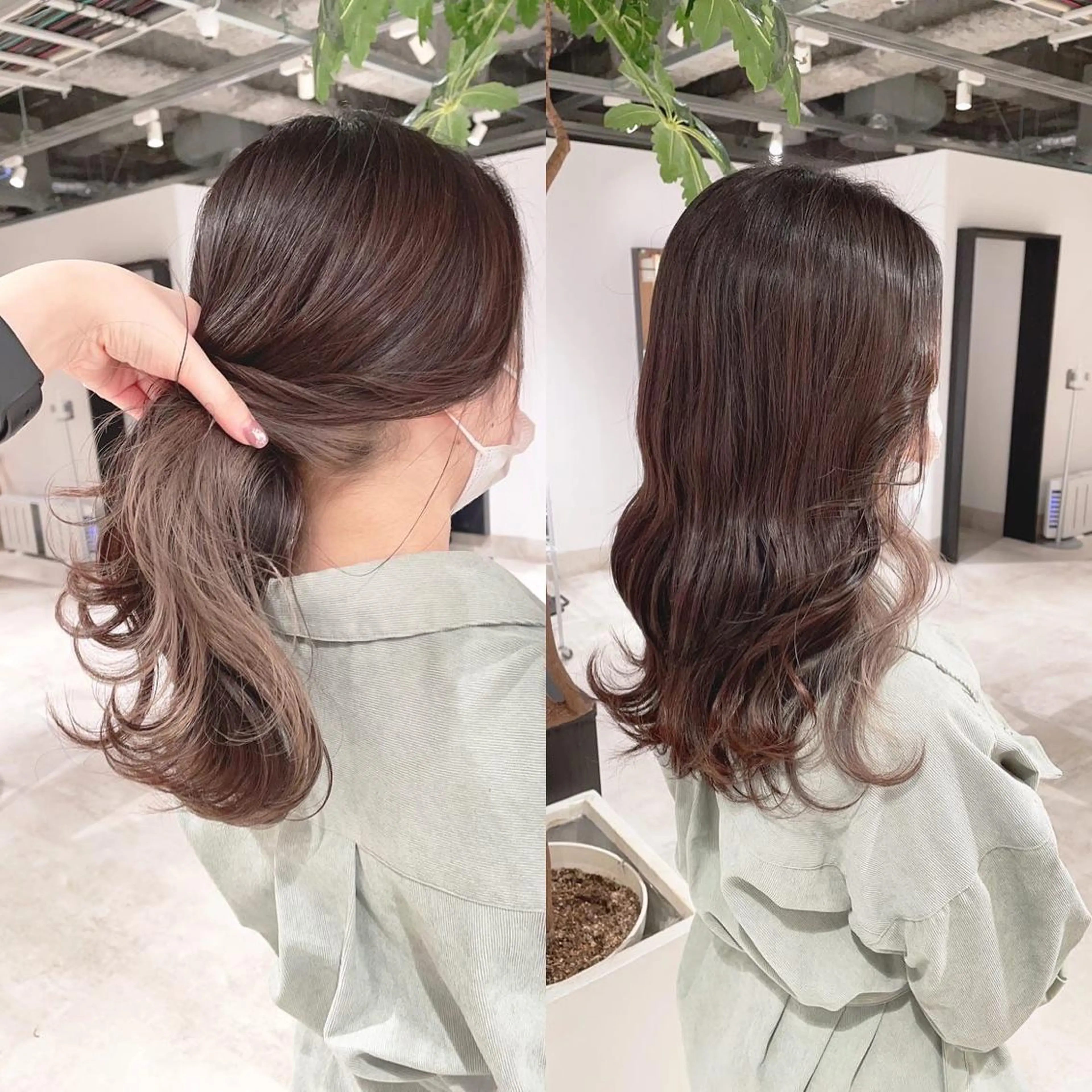 セミロング カラー ブリーチ グレージュ インナーカラー ヘアカラー トリートメント 渋谷:インナーカラー ／🍒エリカ🍒のヘアスタイル