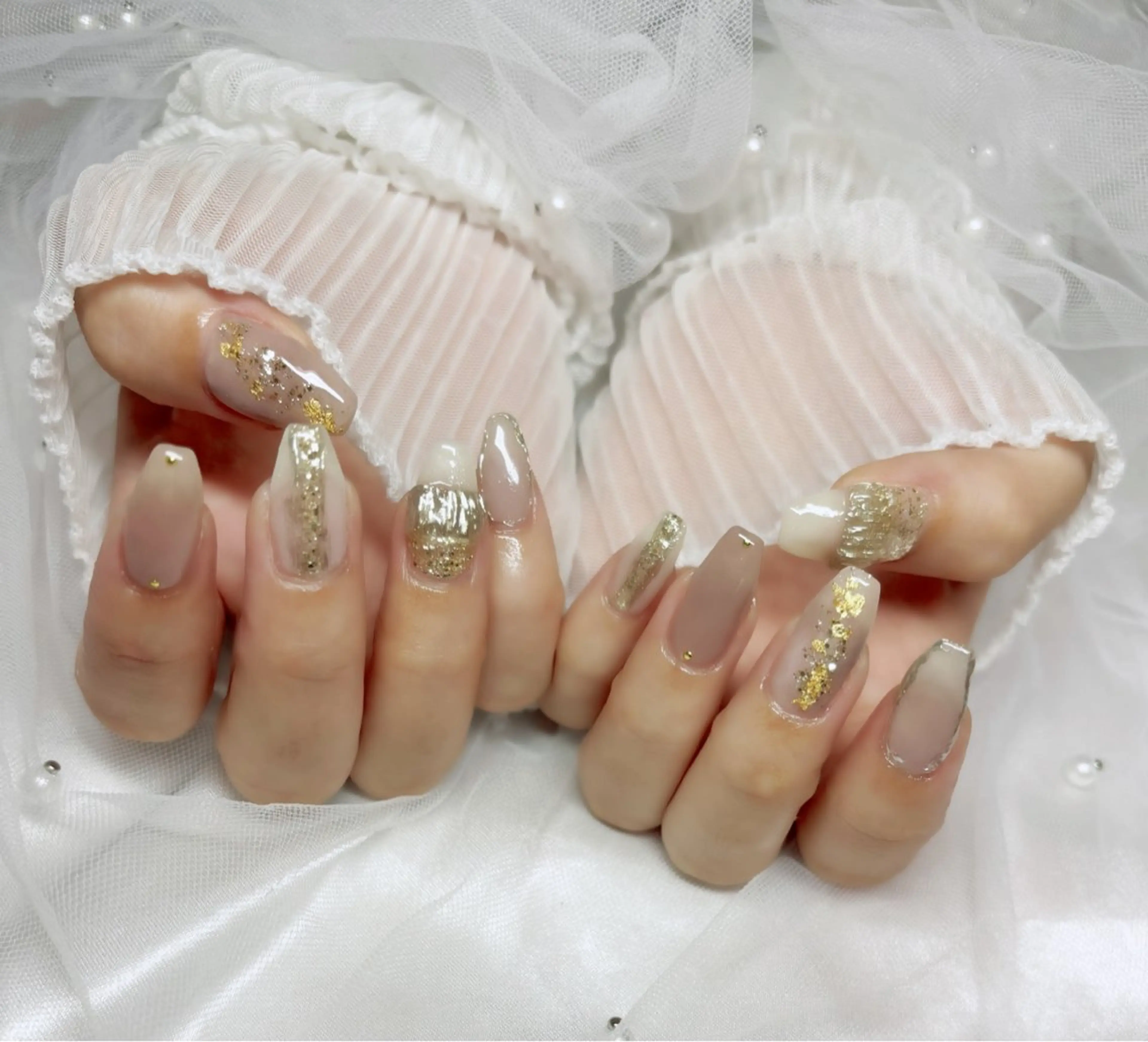 ネイル キラキラネイル ニュアンスネイル ハンドネイル Nail Salon macherieのネイルデザイン