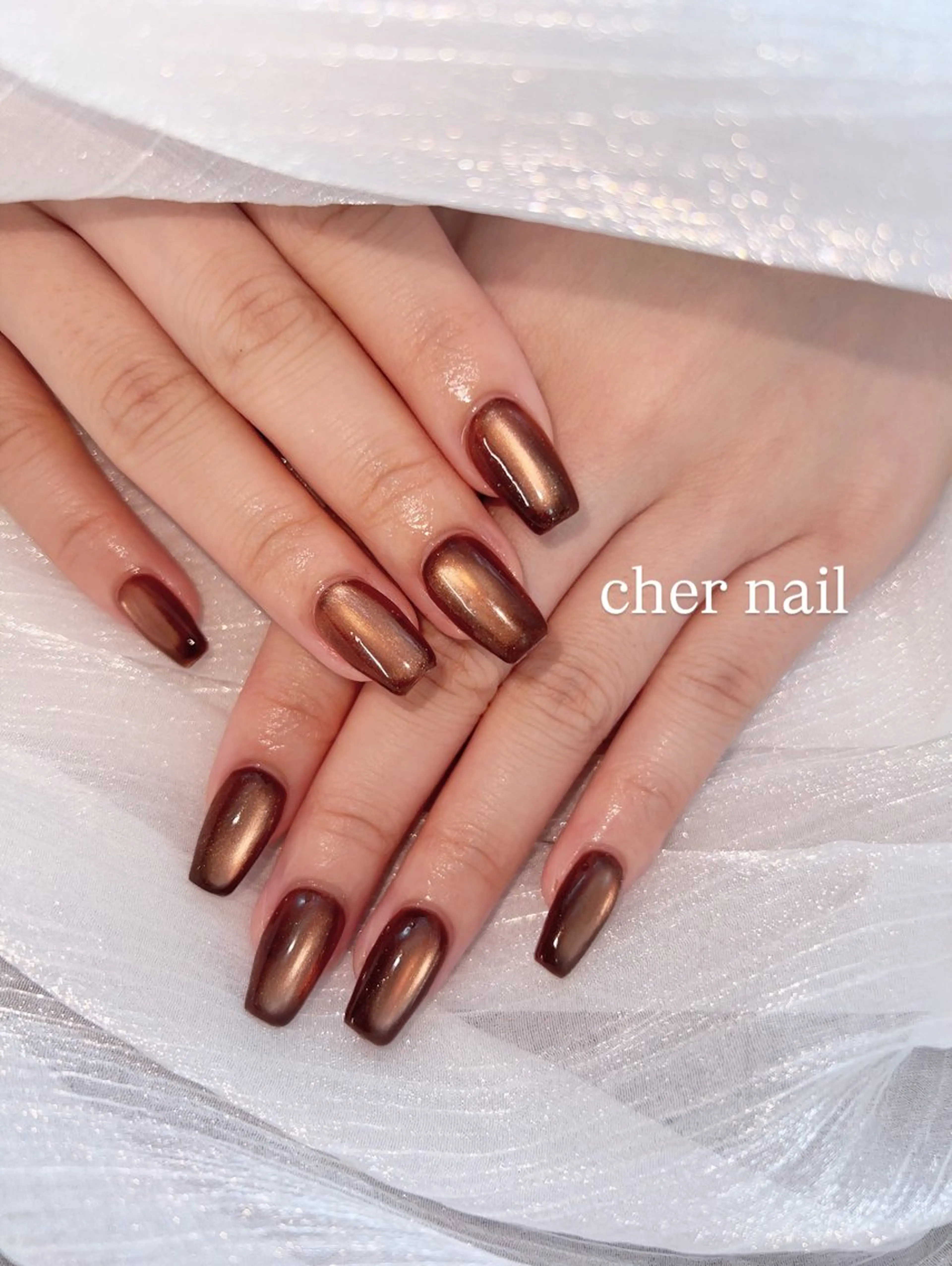 ネイル マグネットネイル マグネットワンカラー ワンカラーネイル ハンドネイル CHER NAIL(シェルネイル)所属・cher loydのネイルデザイン