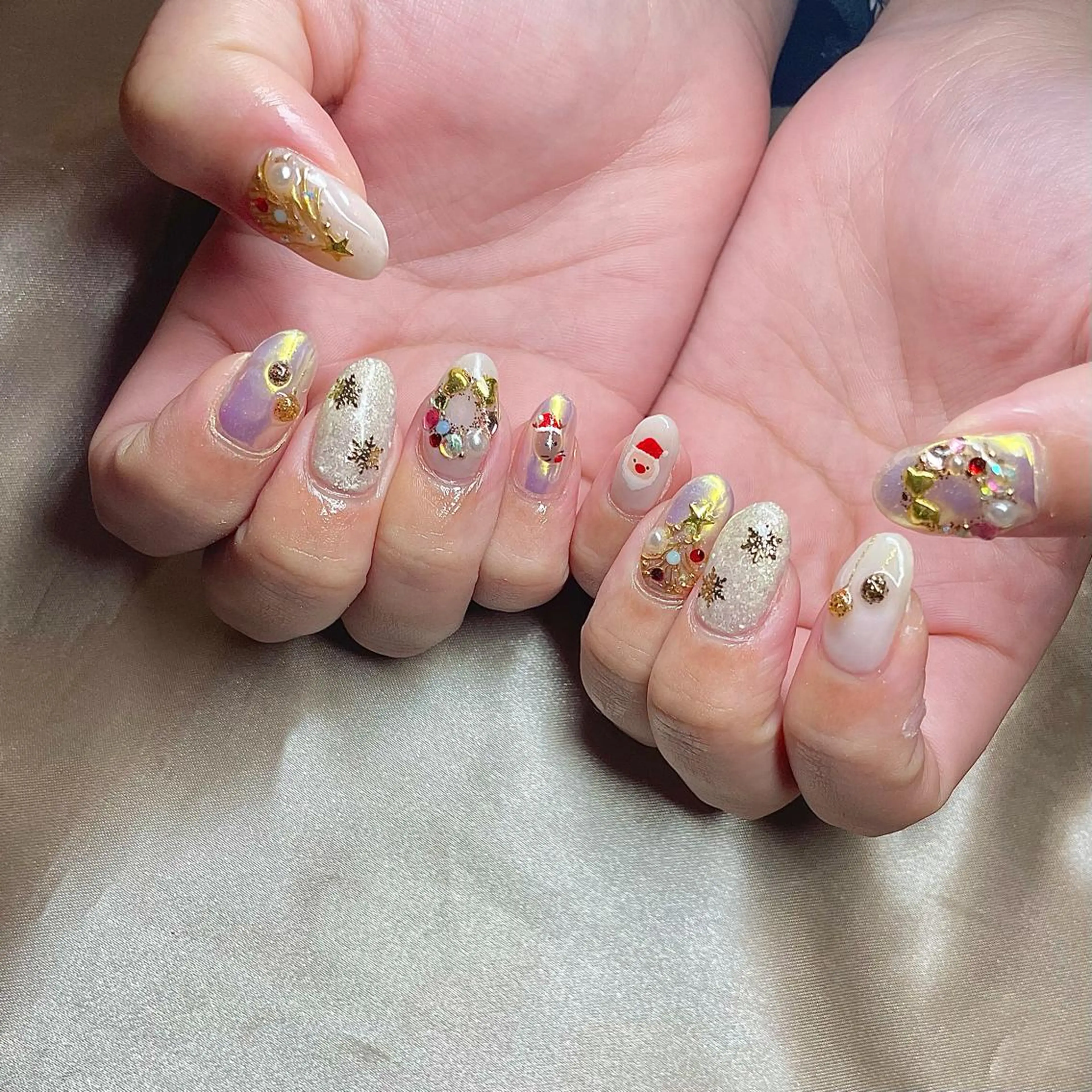 セミロング カラー パーマ ヘアアレンジ メンズ キッズ ネイル マツエク・マツパ クリスマス 冬ネイル クリスマス nail&eye Aoのマツエク・マツパデザイン