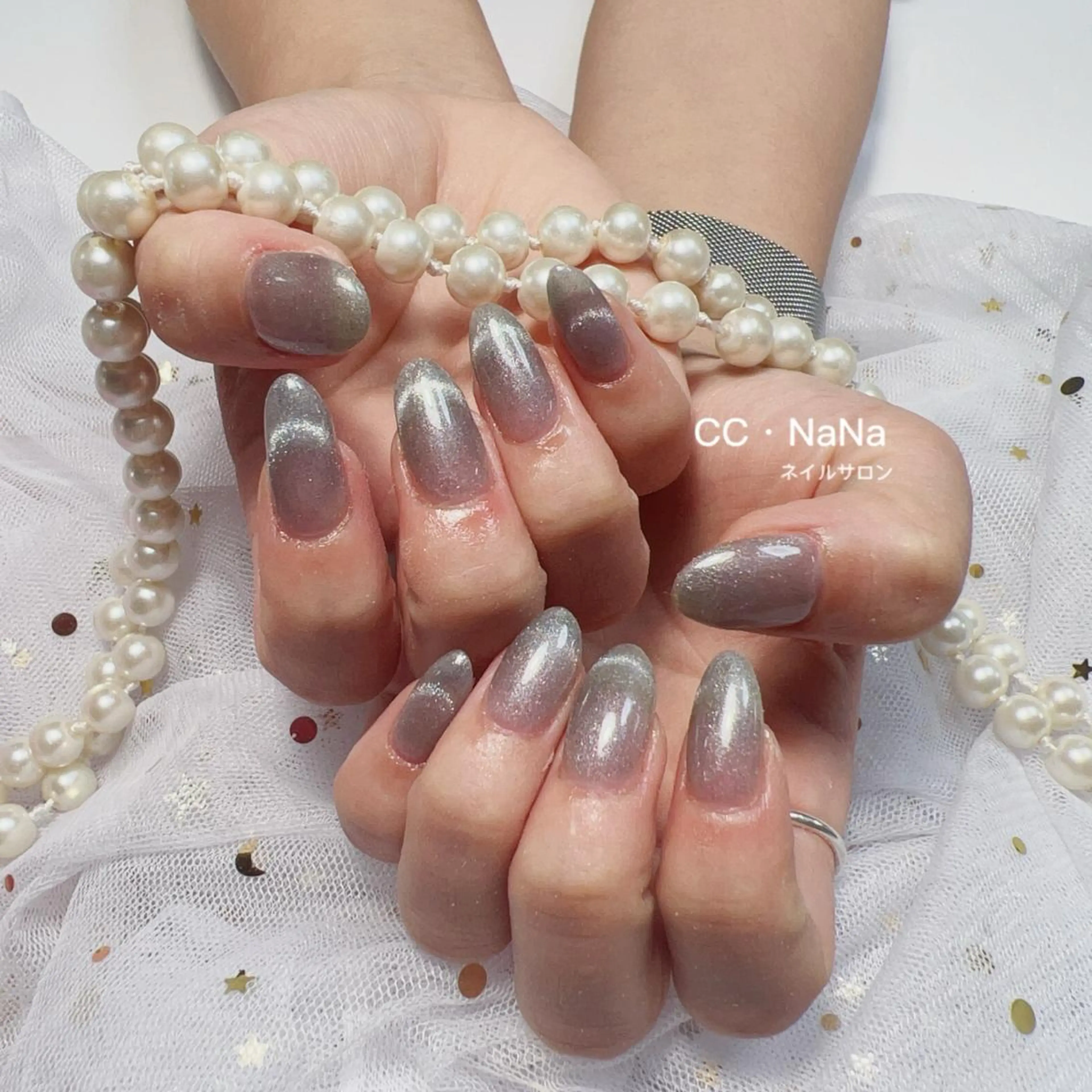 ネイル フレンチネイル マグネットネイル マグネットフレンチ ハンドネイル 💎CC・NaNa 韓国風ネイル🌙Cのネイルデザイン