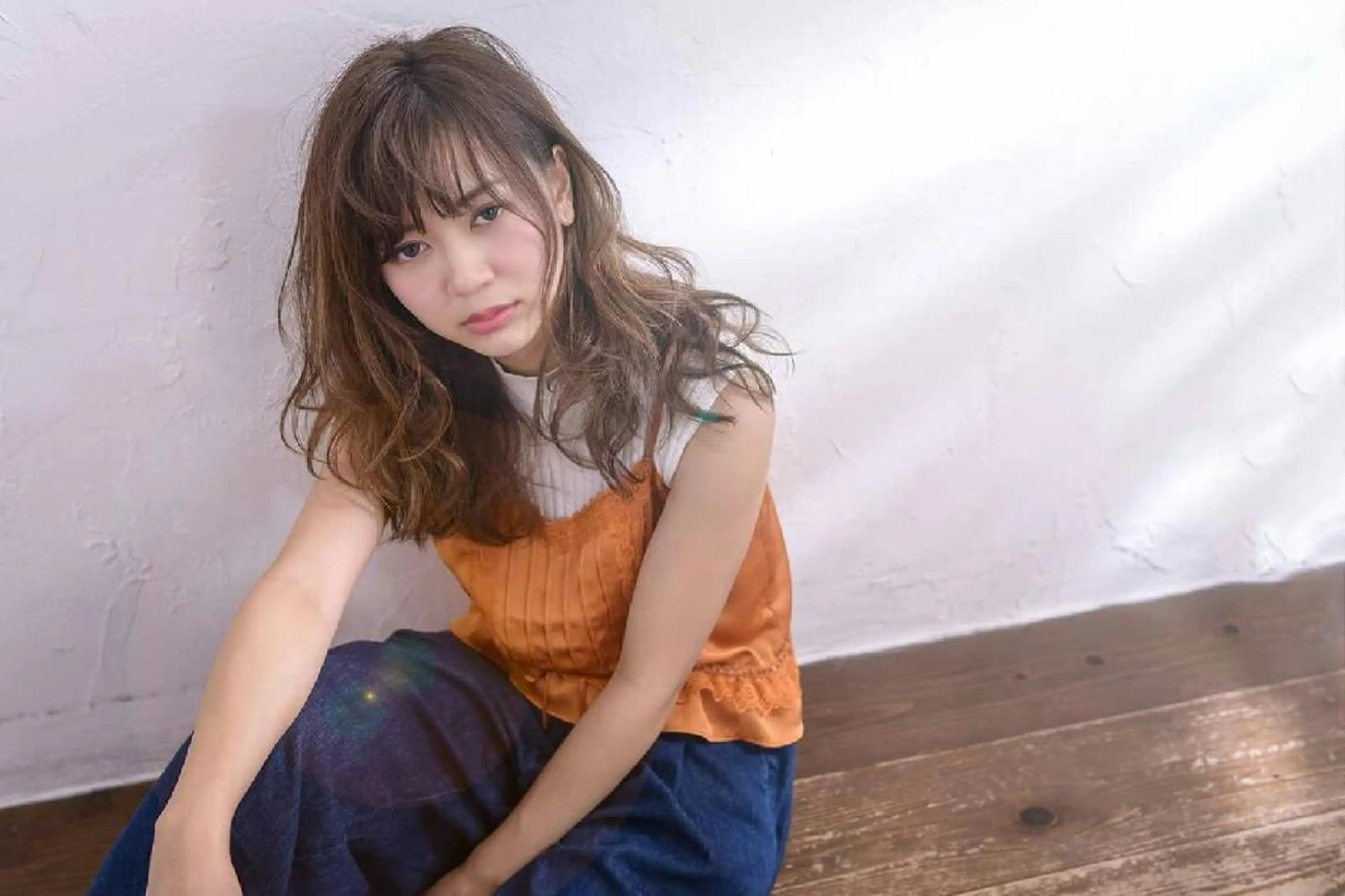 ミディアム ロング カラー belta 姫路山吹 カラーモデル募集のヘアスタイル