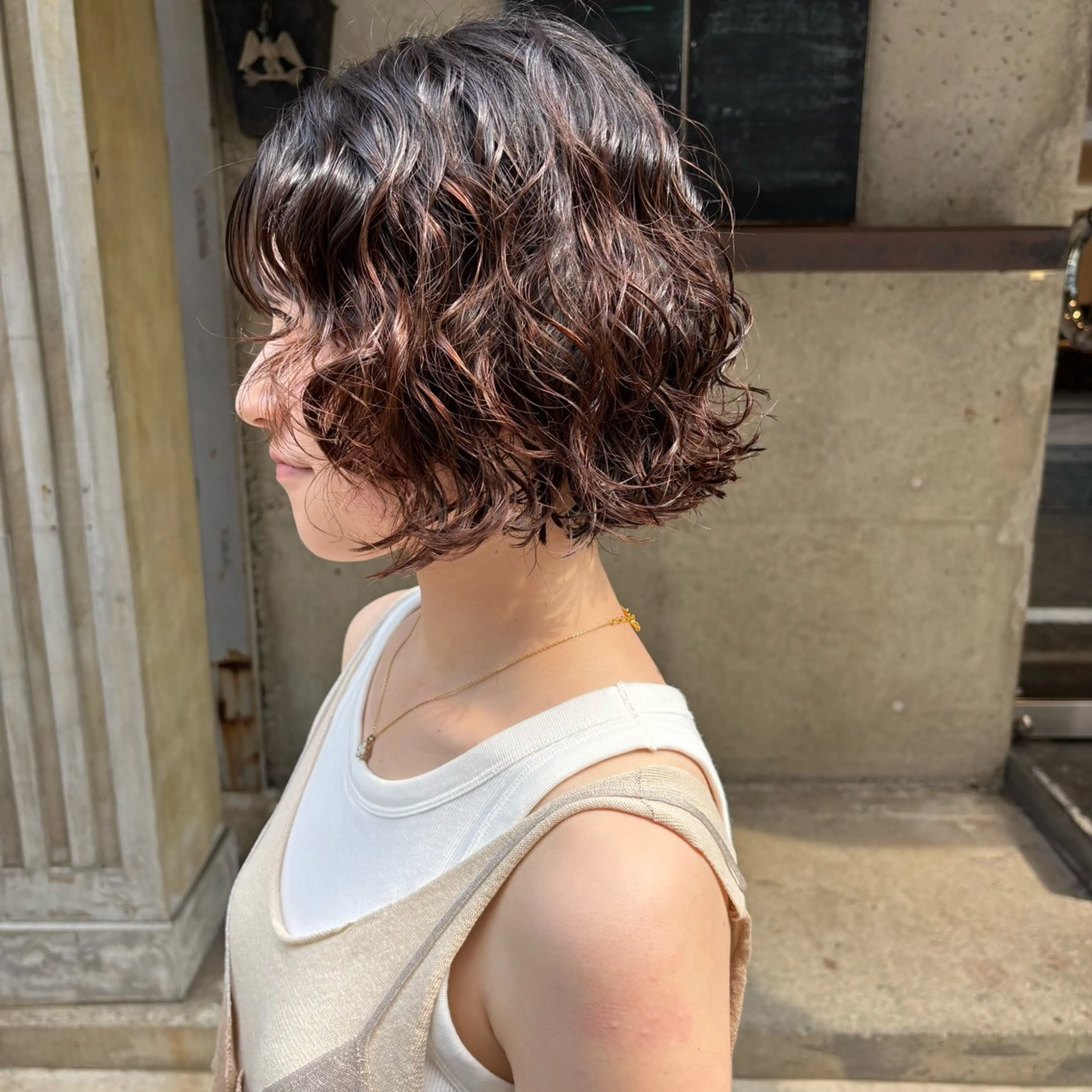 ミディアム パーマ ミディアムパーマ ボブ ニュアンスパーマ カット パーマ トリートメント 水原波津輝/ボブ /ニュアンスパーマのヘアスタイル