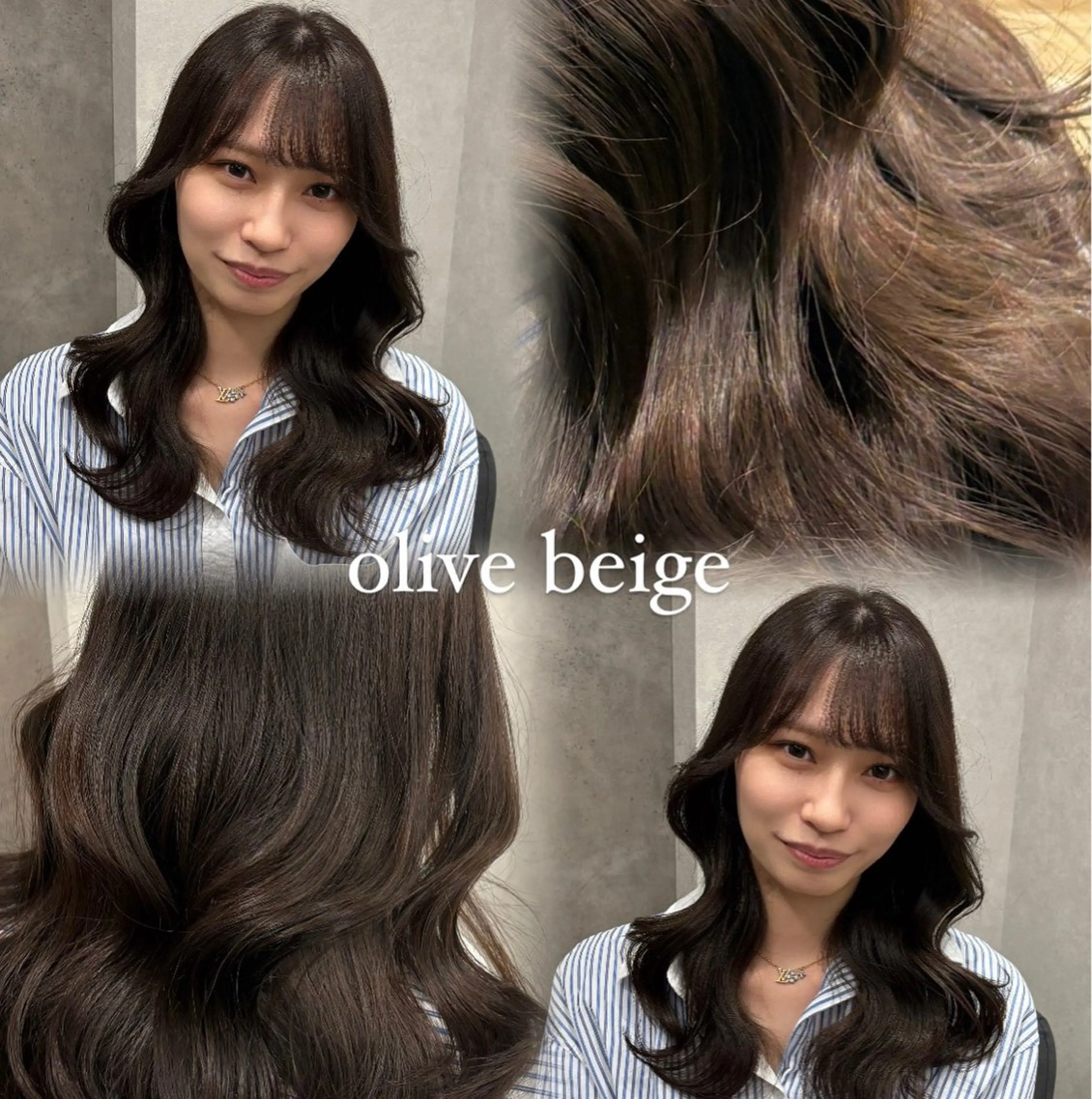 セミロング カラー ベージュカラー オリーブベージュ VIEW YOKOHAMA所属・透明感カラー ／kana‎🤍のヘアスタイル