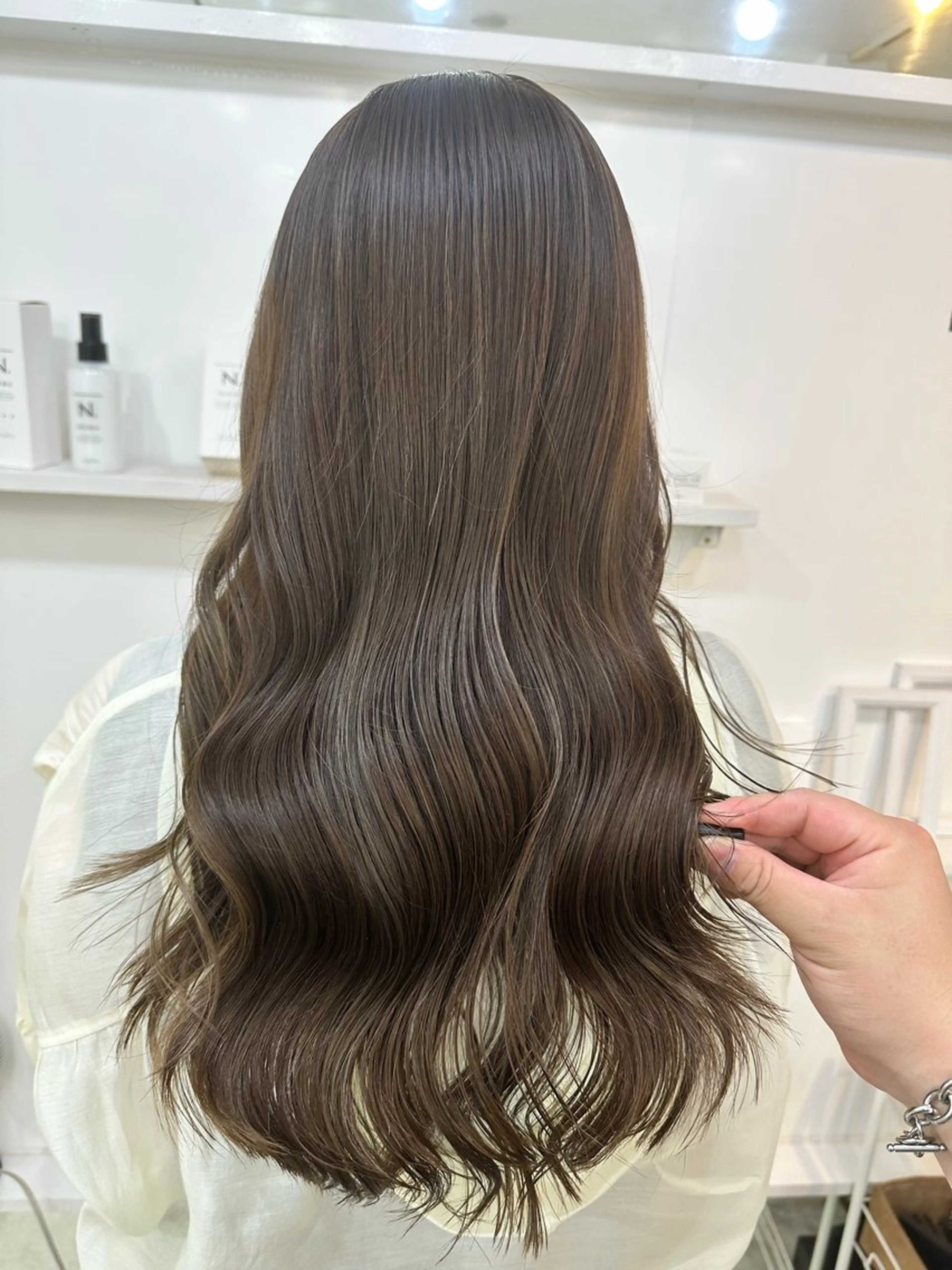 セミロング カラー ベージュカラー 透明感カラー カット ヘアカラー 髪質改善/レイヤー ストウシンゴのヘアスタイル
