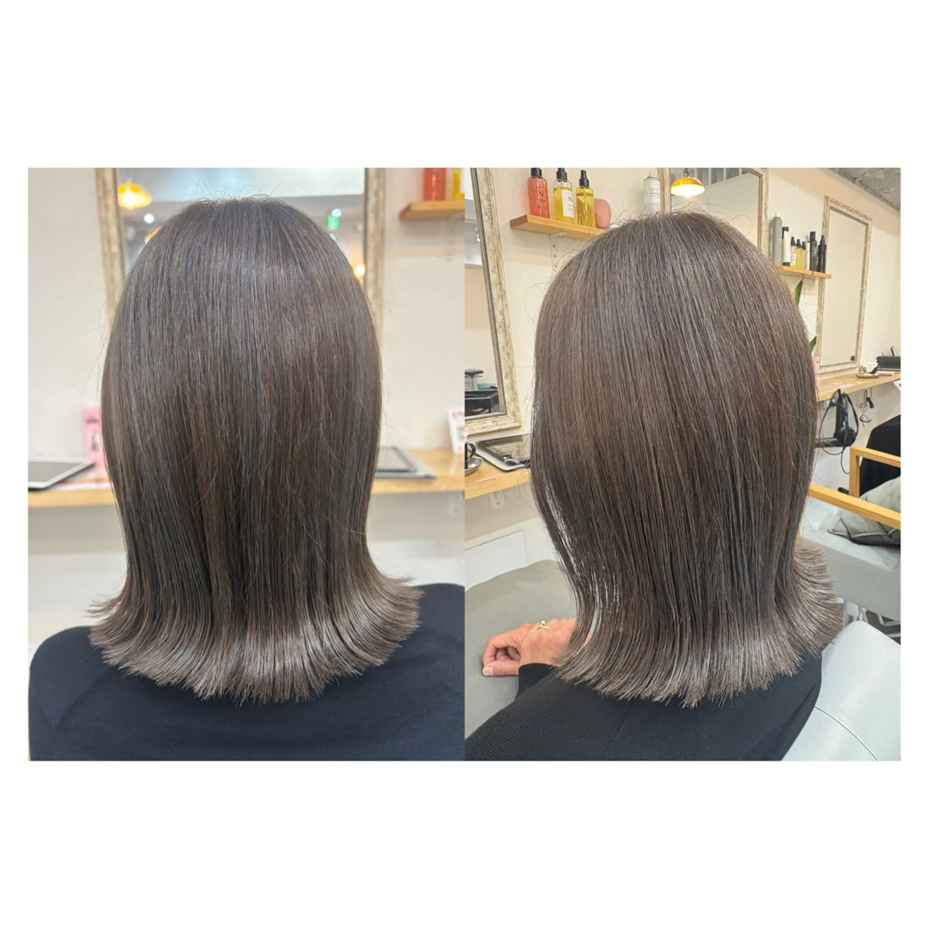 ミディアム レイヤーカット・ 縮毛矯正 星野のヘアスタイル