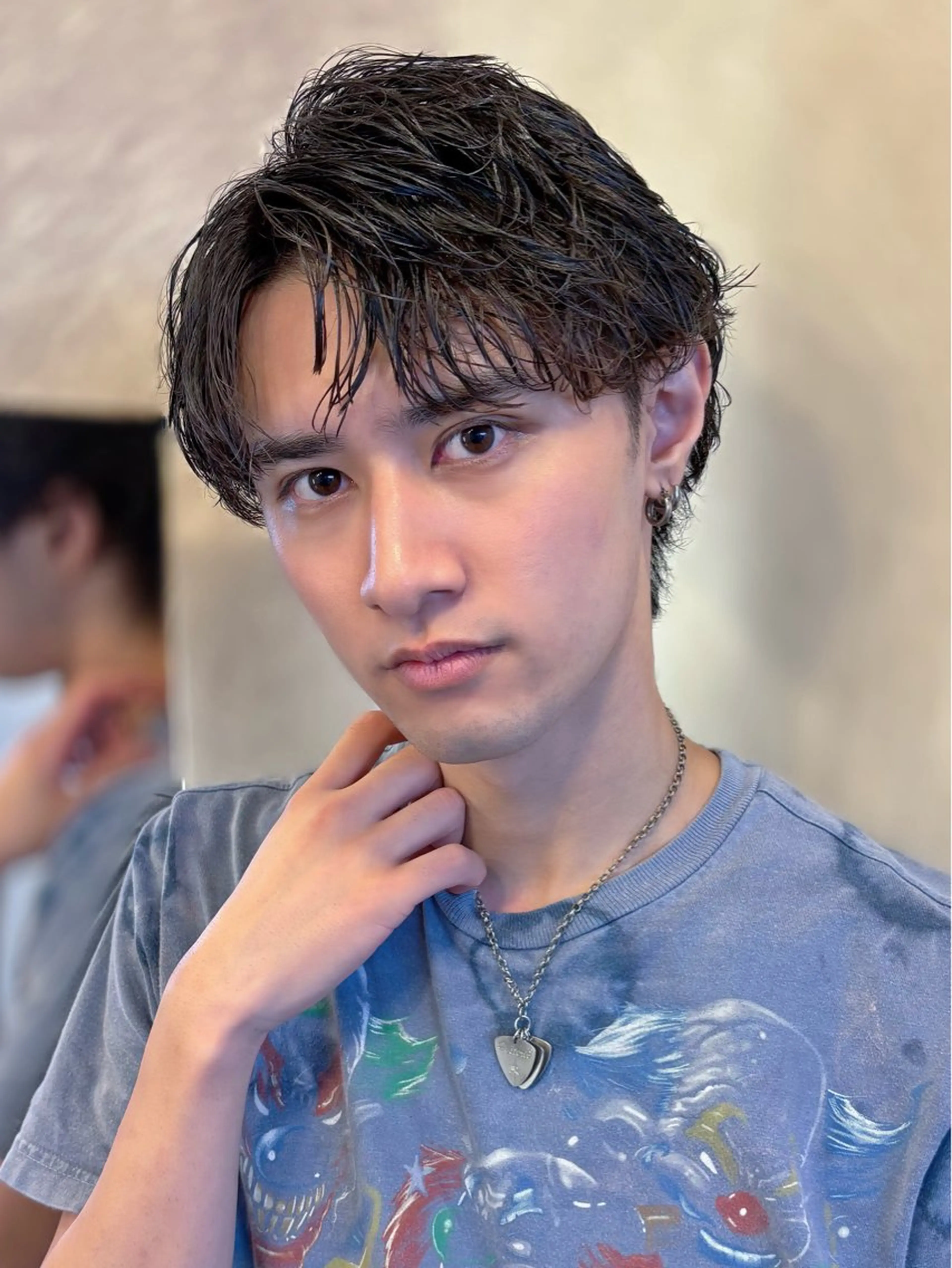 ショート パーマ メンズ メンズブリーチ フェザーパーマ メンズメッシュ マッシュ メンズパーマ カット パーマ トリートメント k.e.y銀座店所属・安藤幹人 メンズカット/パーマのヘアスタイル