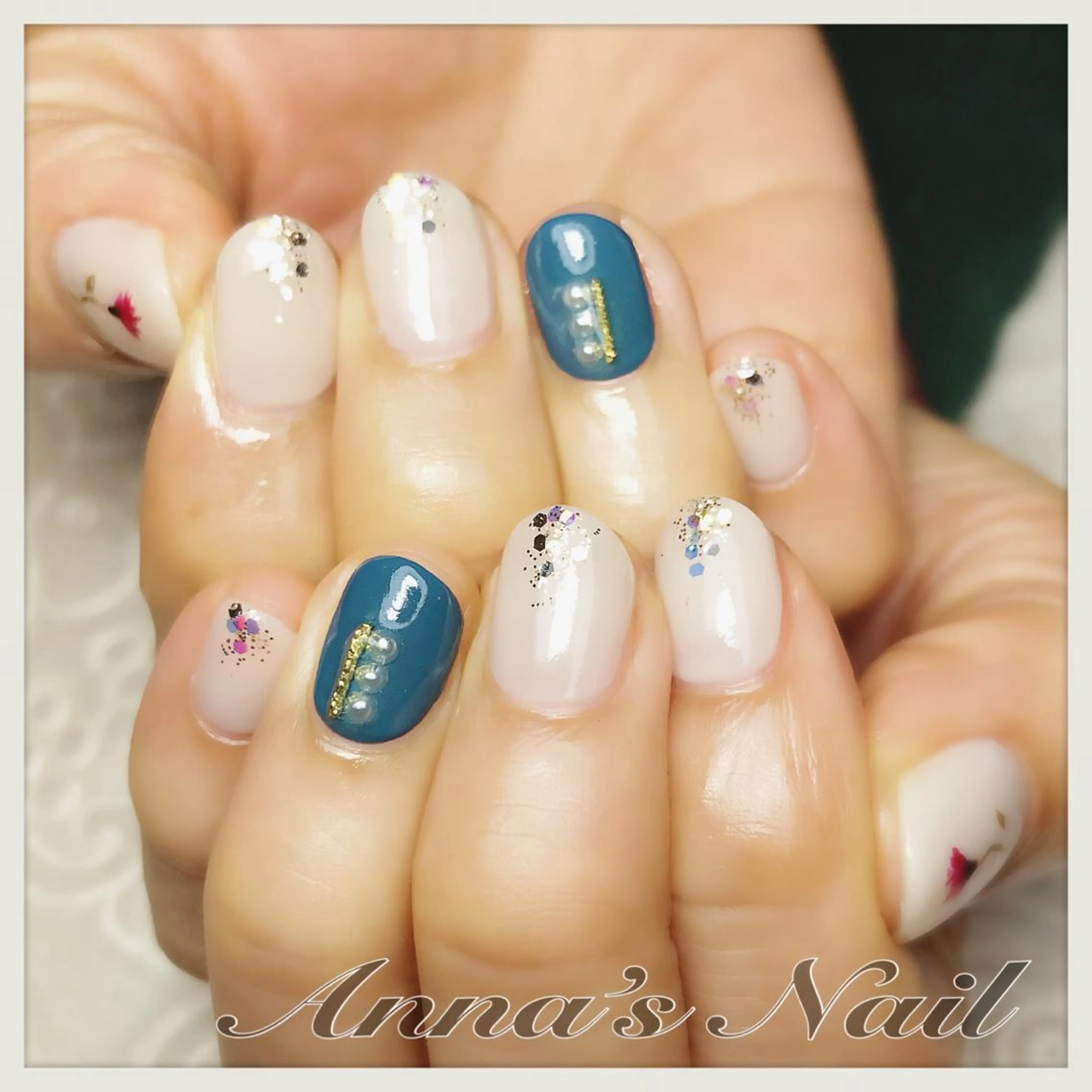 ネイル ブルー Anna’s Nail所属・清口 杏奈のネイルデザイン