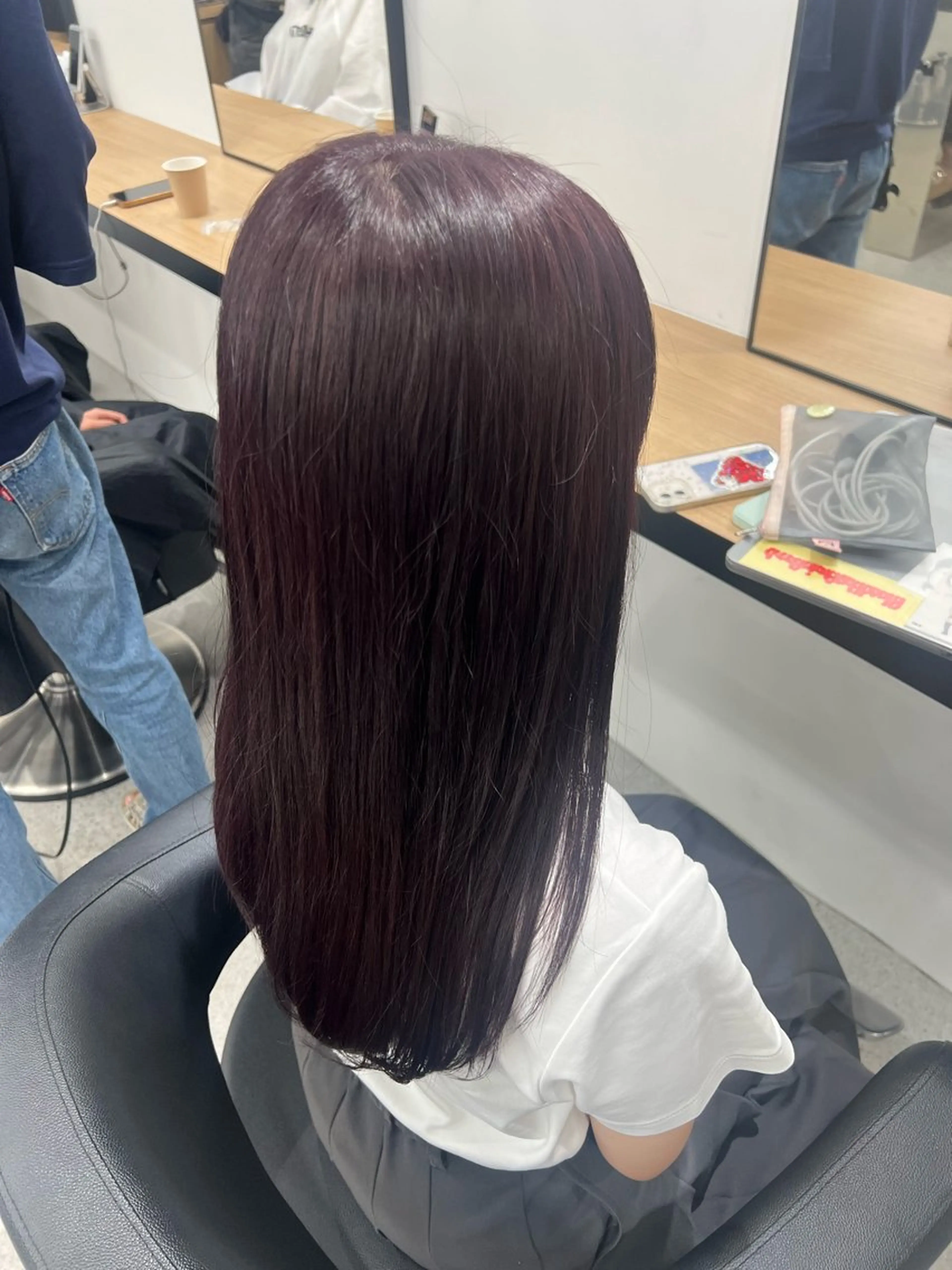 ロング カラー ブリーチ 髪質改善 トリートメント ヘアカラー 💗愛され暖色💗 ピンク/レッド💗のヘアスタイル