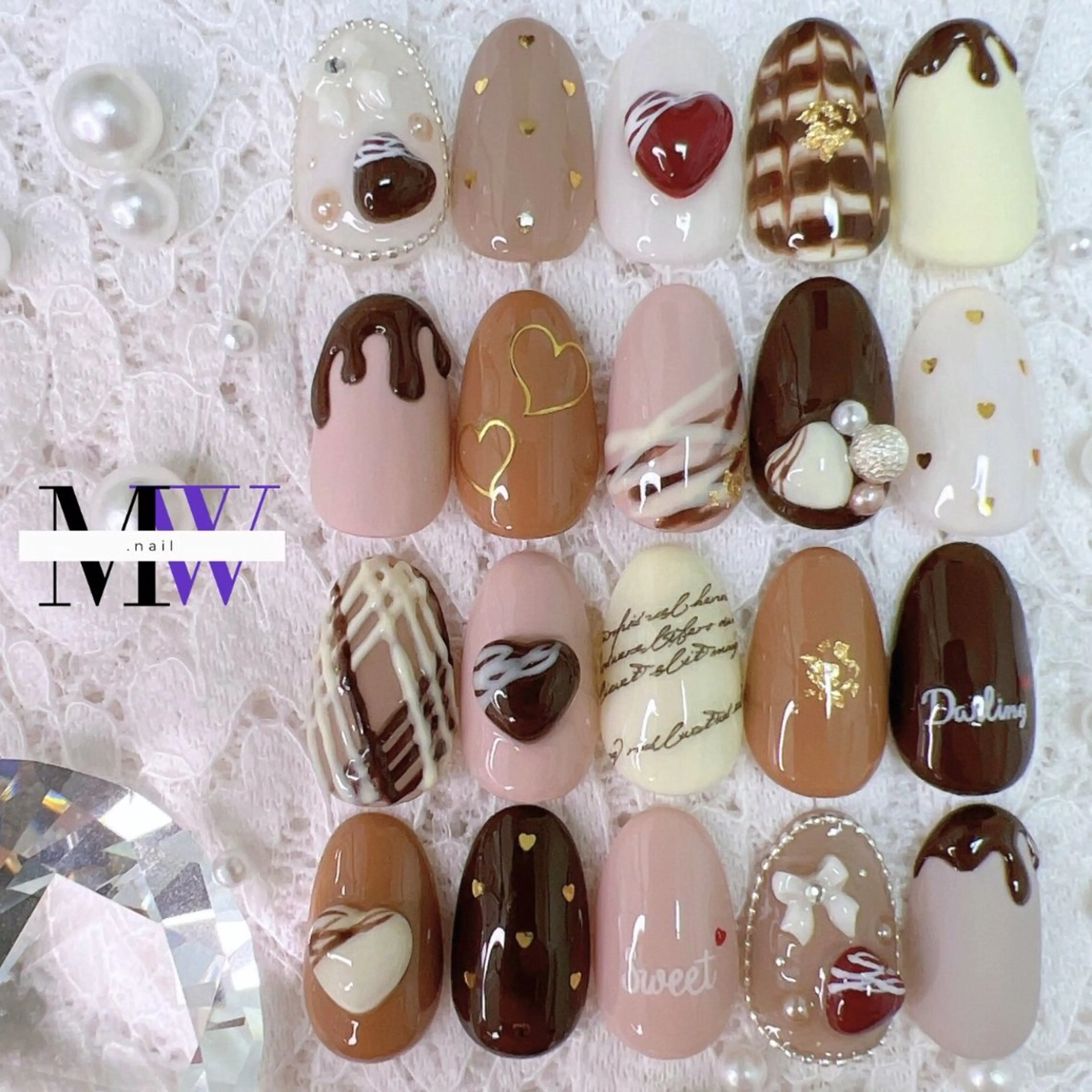 ネイル バレンタイン ハンドネイル MW .nailのネイルデザイン