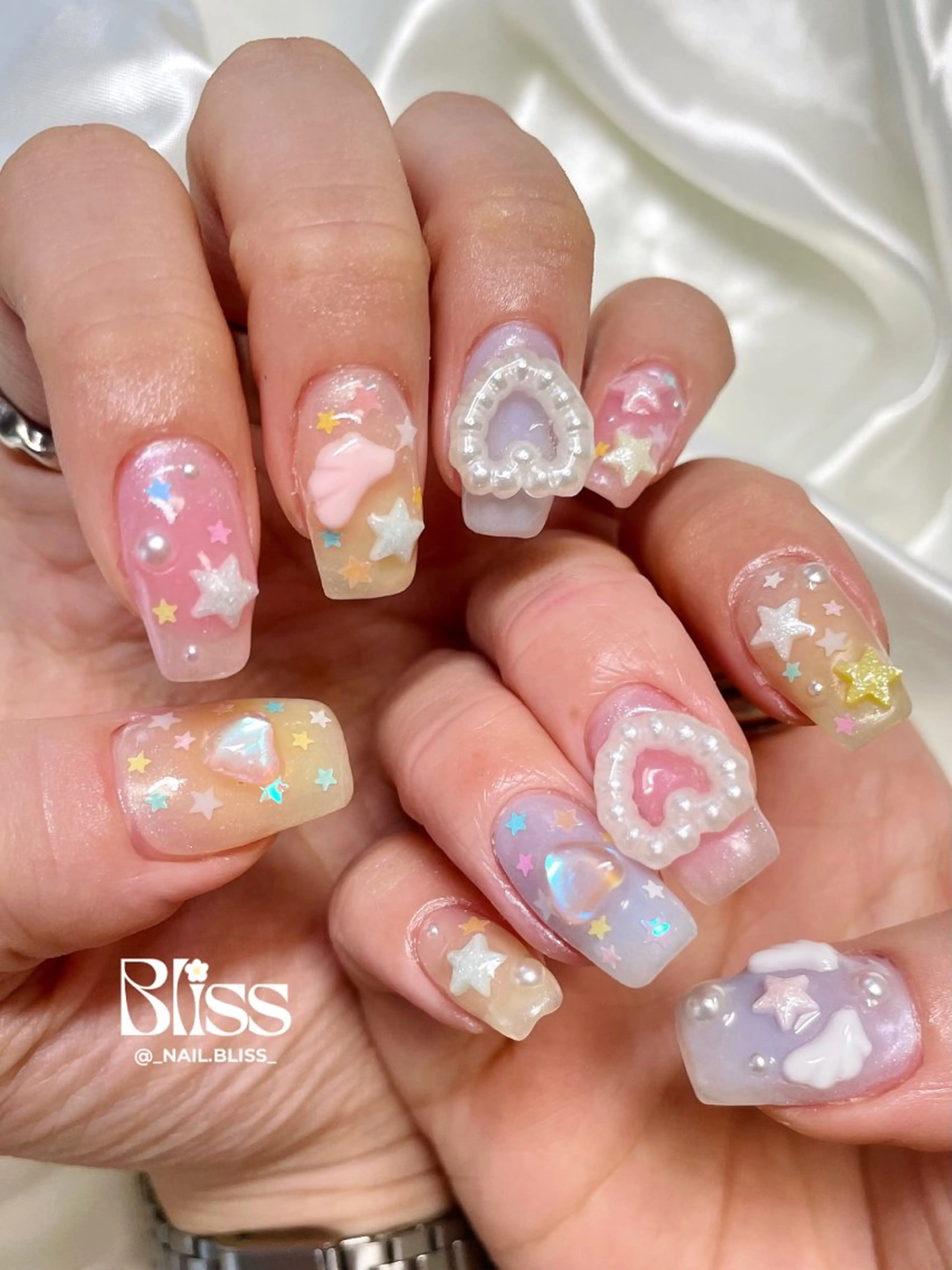 ネイル 持ち込み パステルネイル ハンドネイル NAIL BLISSのネイルデザイン