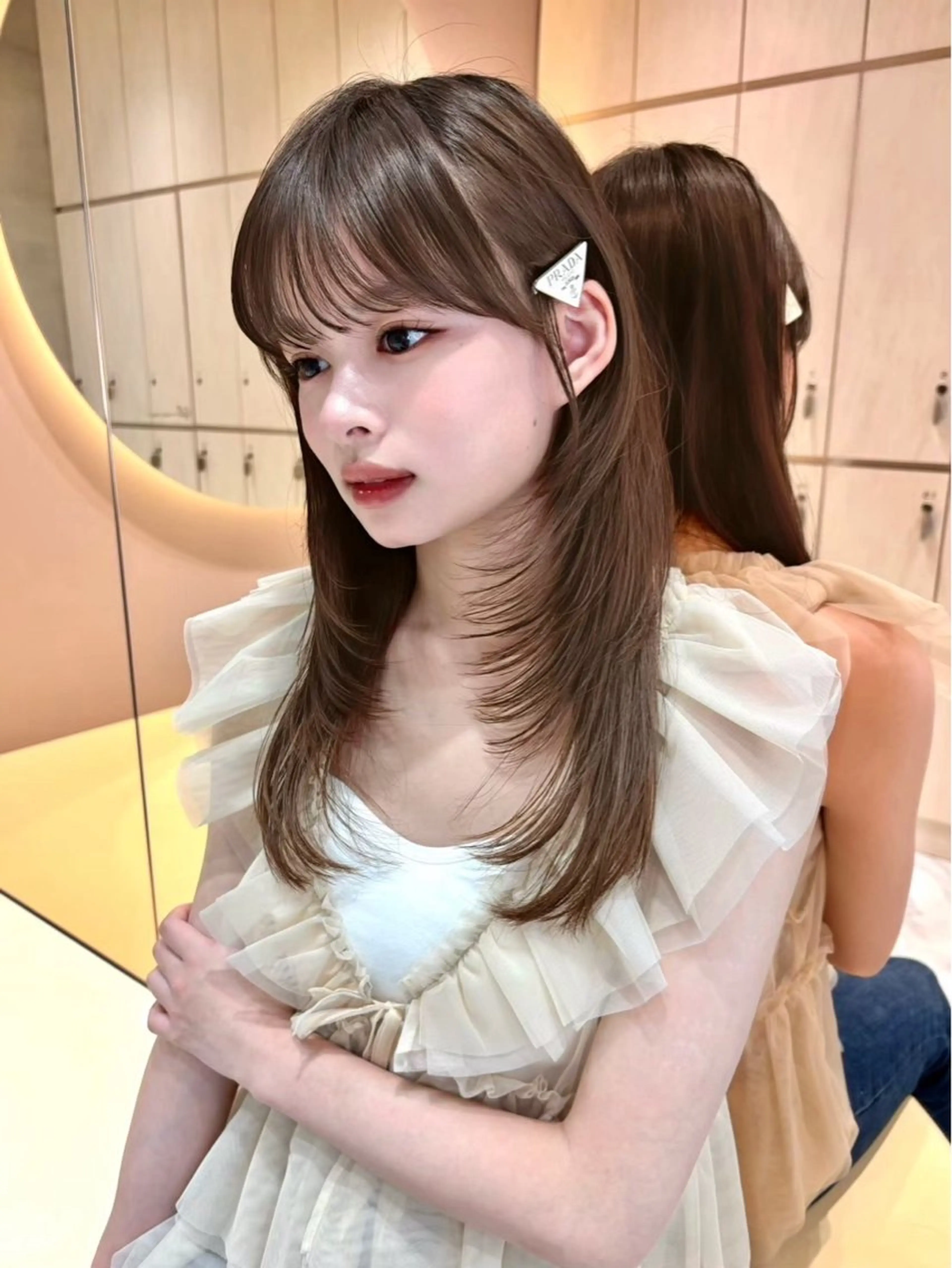 セミロング カラー レイヤー/暖色カラー /パーマ/落合 歩夢のヘアスタイル