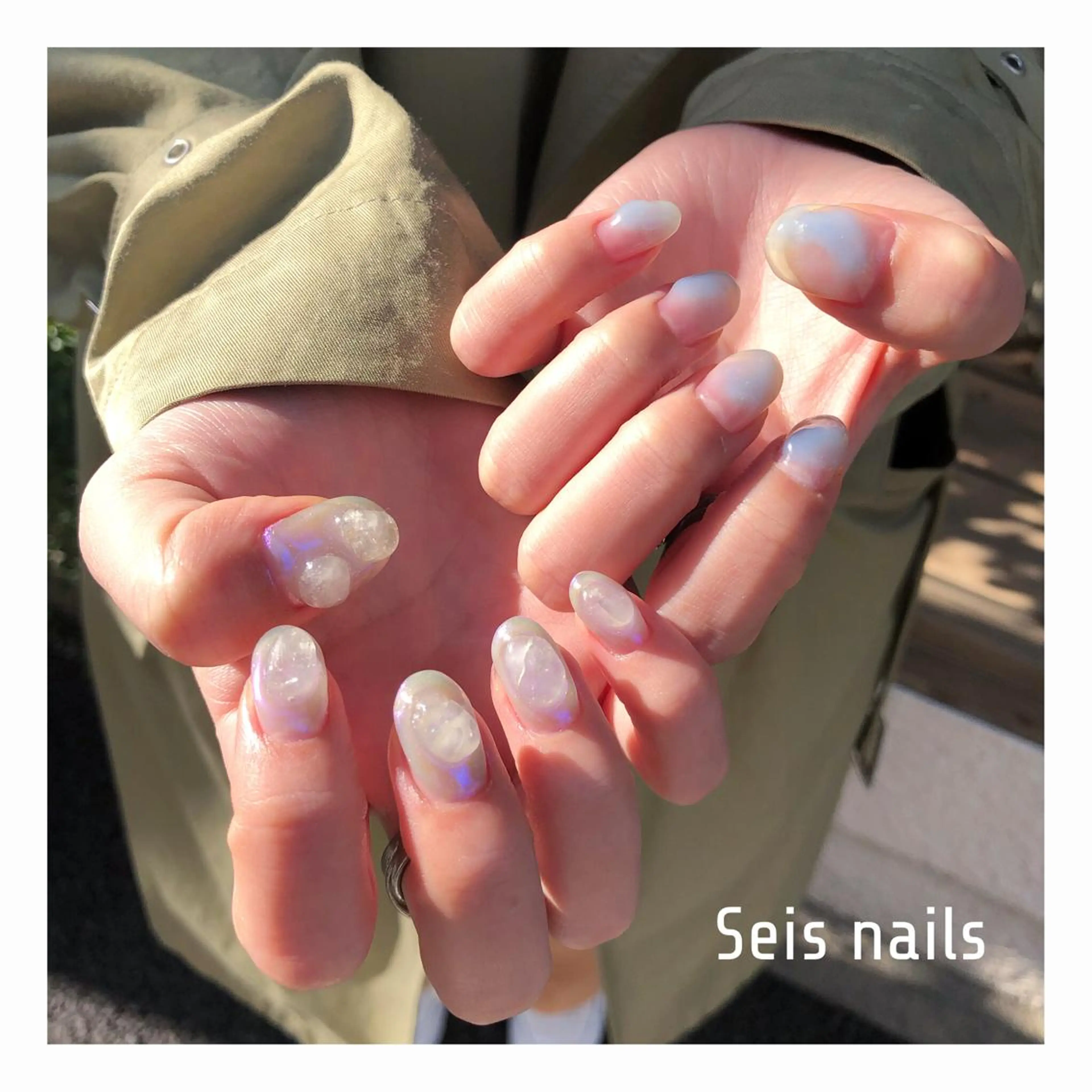 ネイル オーロラネイル 成人式 フットネイル Seis Shihoのネイルデザイン