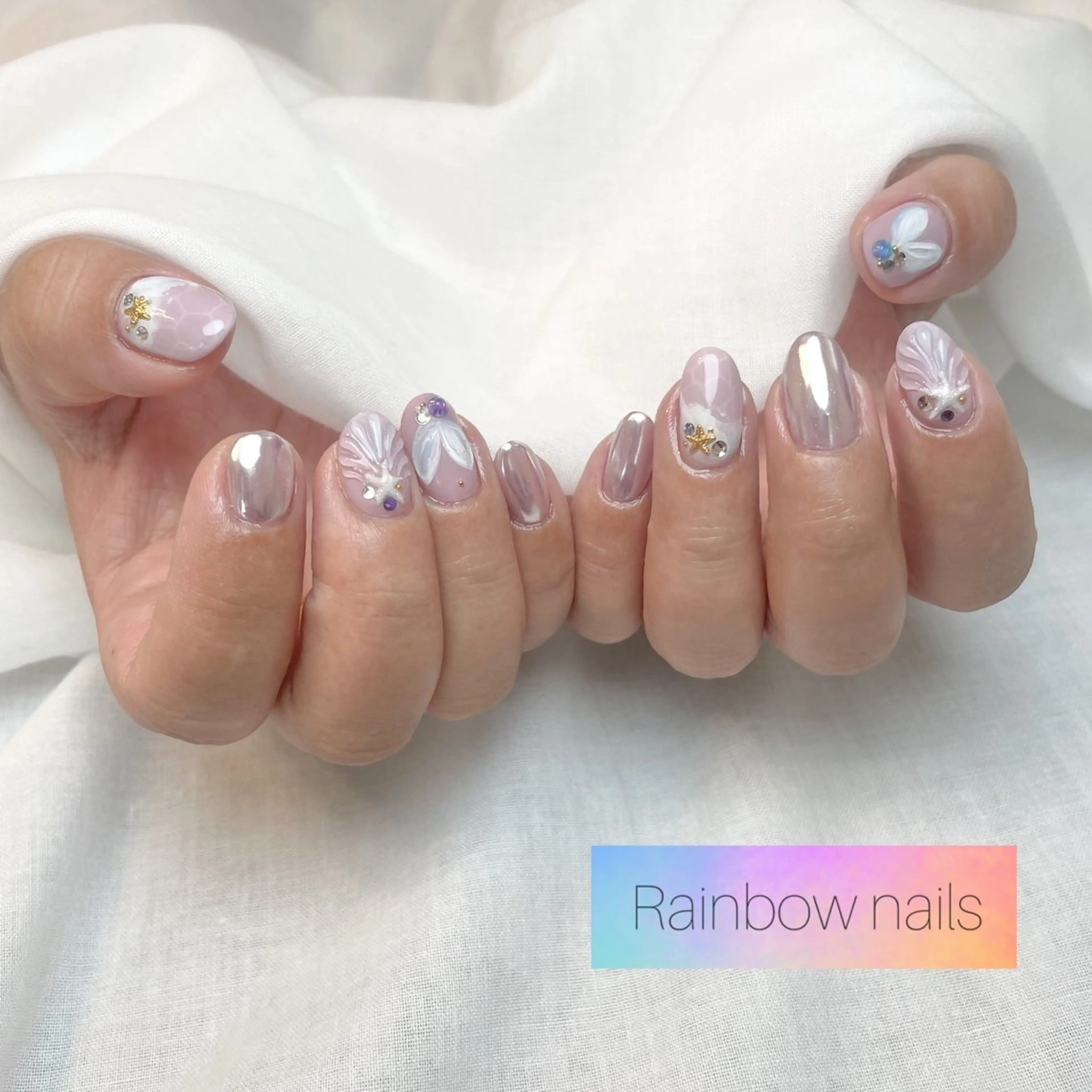ネイル Rainbow nailsくろちゃんのネイルデザイン