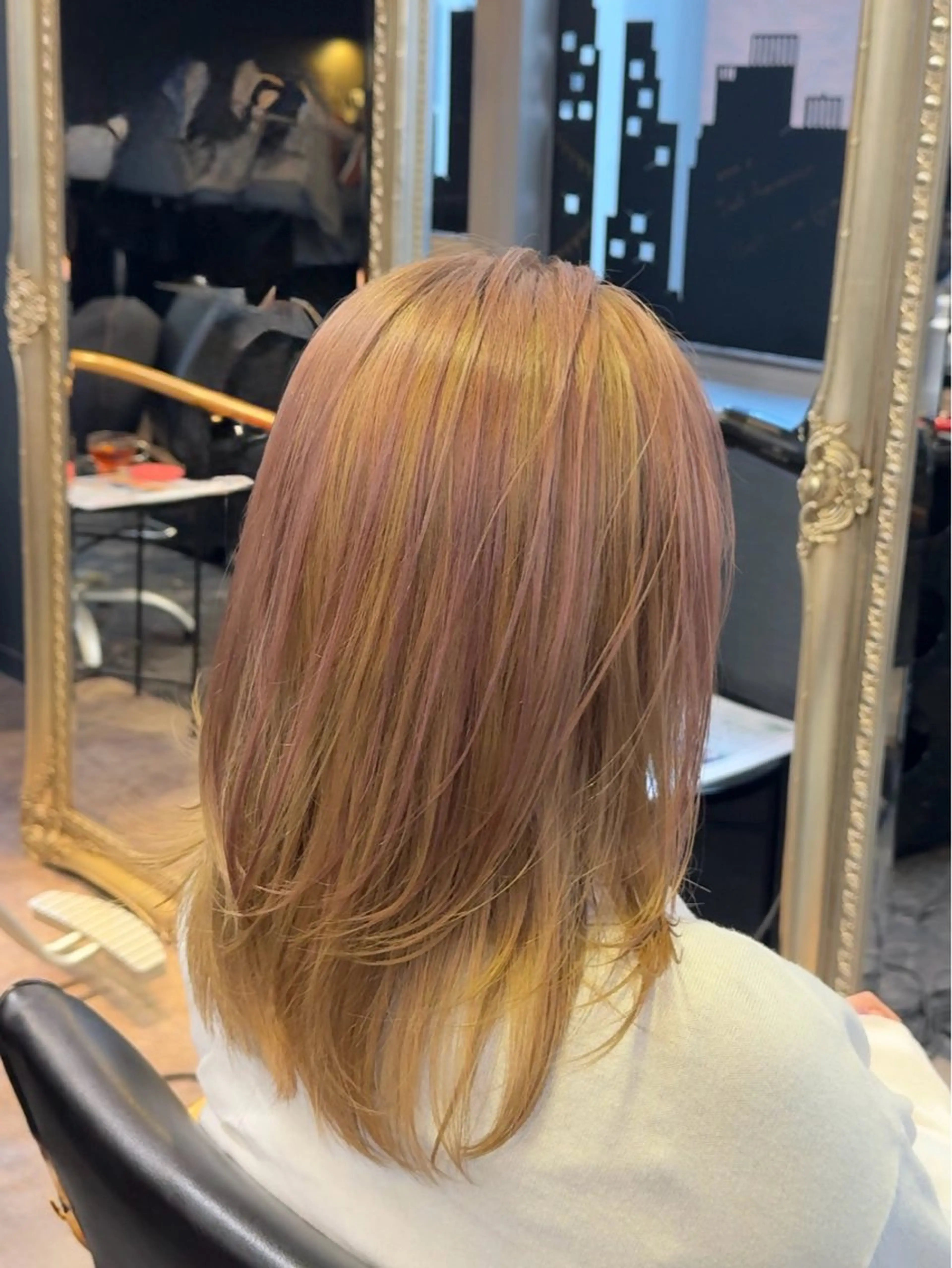 セミロング カラー ブリーチ ピンクカラー ヘアカラー 店長 ハイトーン× 髪質改善/舘野 涼太のヘアスタイル