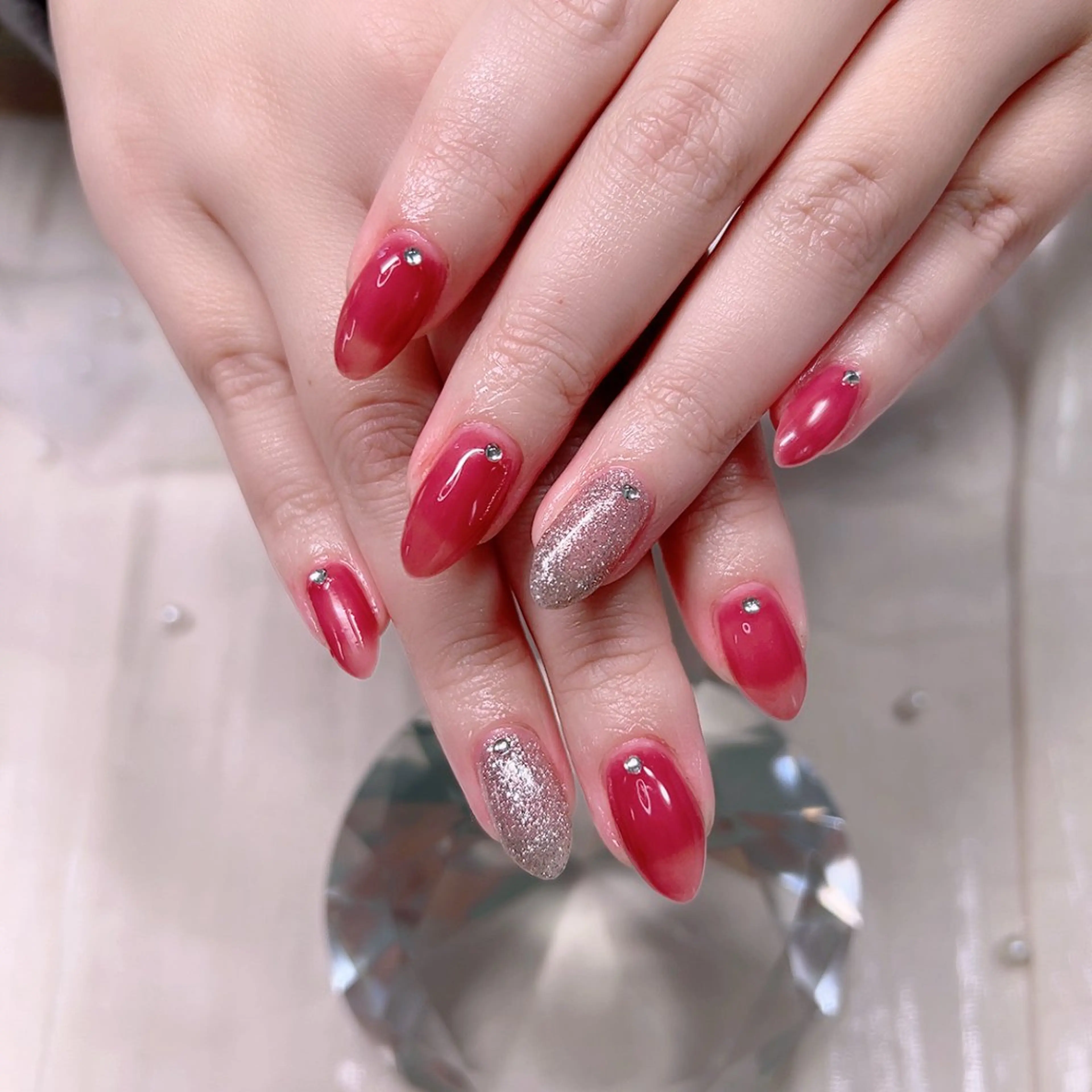 ネイル キラキラネイル オフィスネイル ワンカラーネイル ハンドネイル Cute Tips nailのネイルデザイン