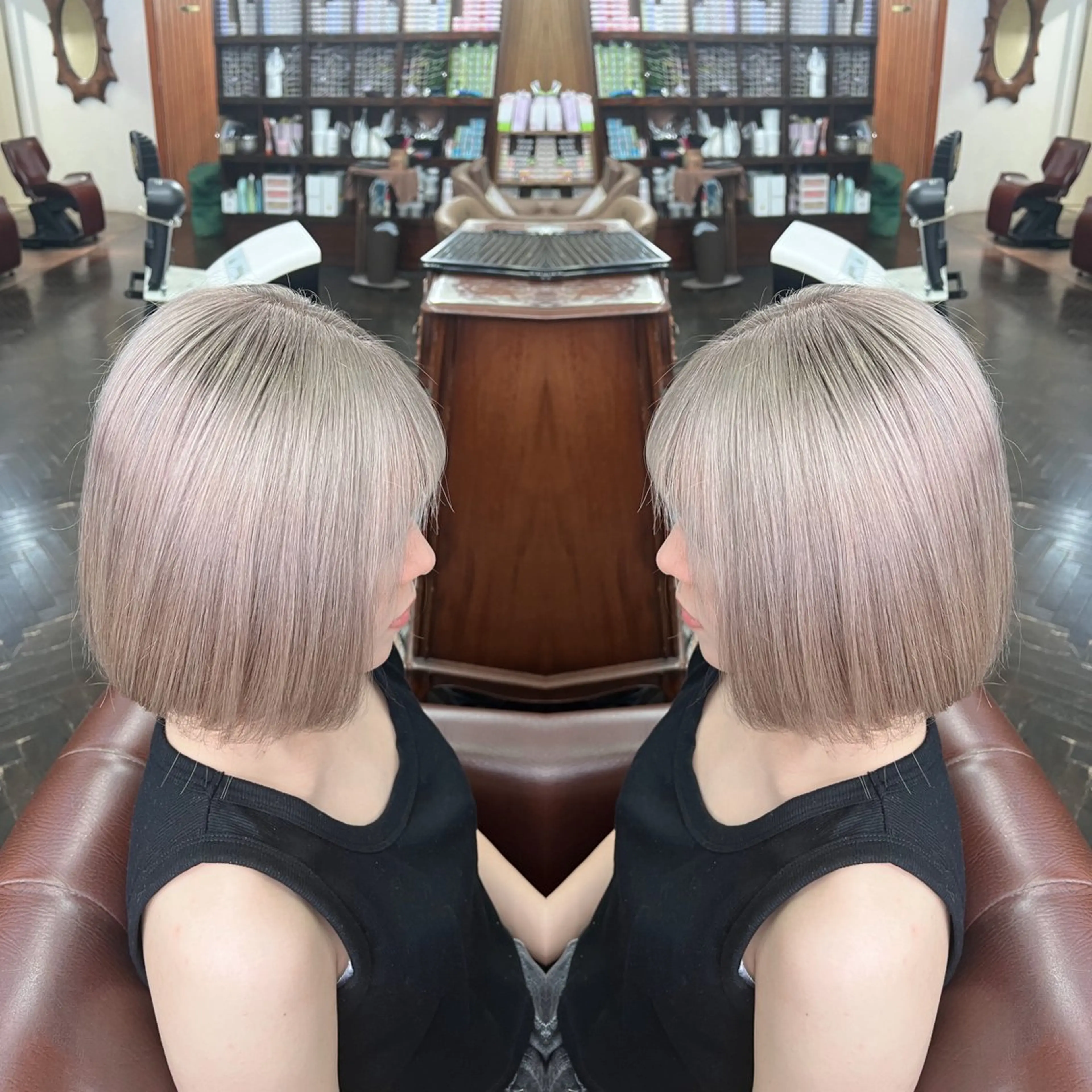 ミディアム カラー レイヤー/ボブ/ ミニボブ/AOIのヘアスタイル