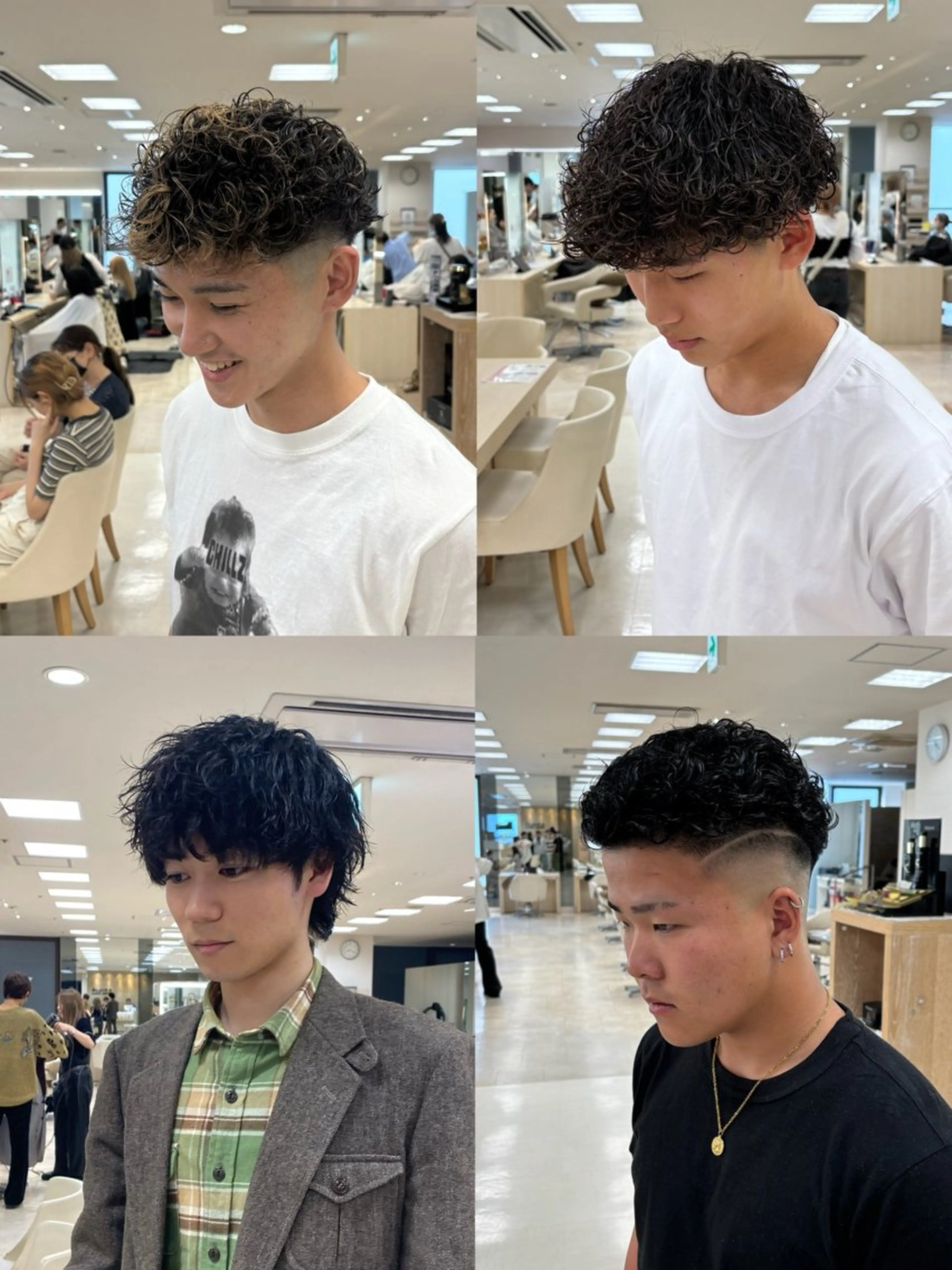 ミディアム パーマ メンズ カット パーマ 湘南/メンズパーマ/ ハイライト/ユチカのヘアスタイル