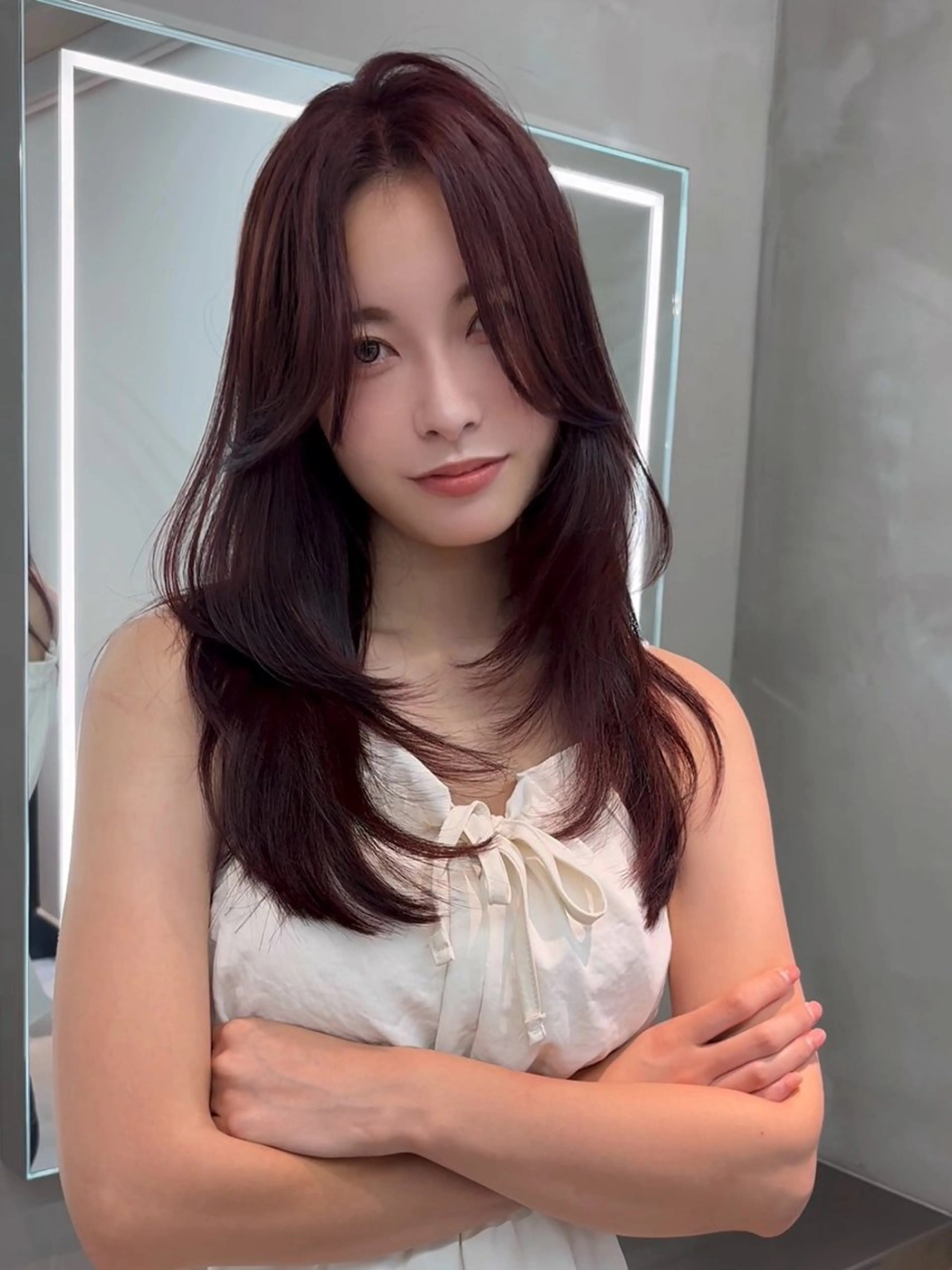 ミディアム カラー 髪質改善 レイヤーカット 縮毛矯正 【美髪矯正】 吉村　清志のヘアスタイル