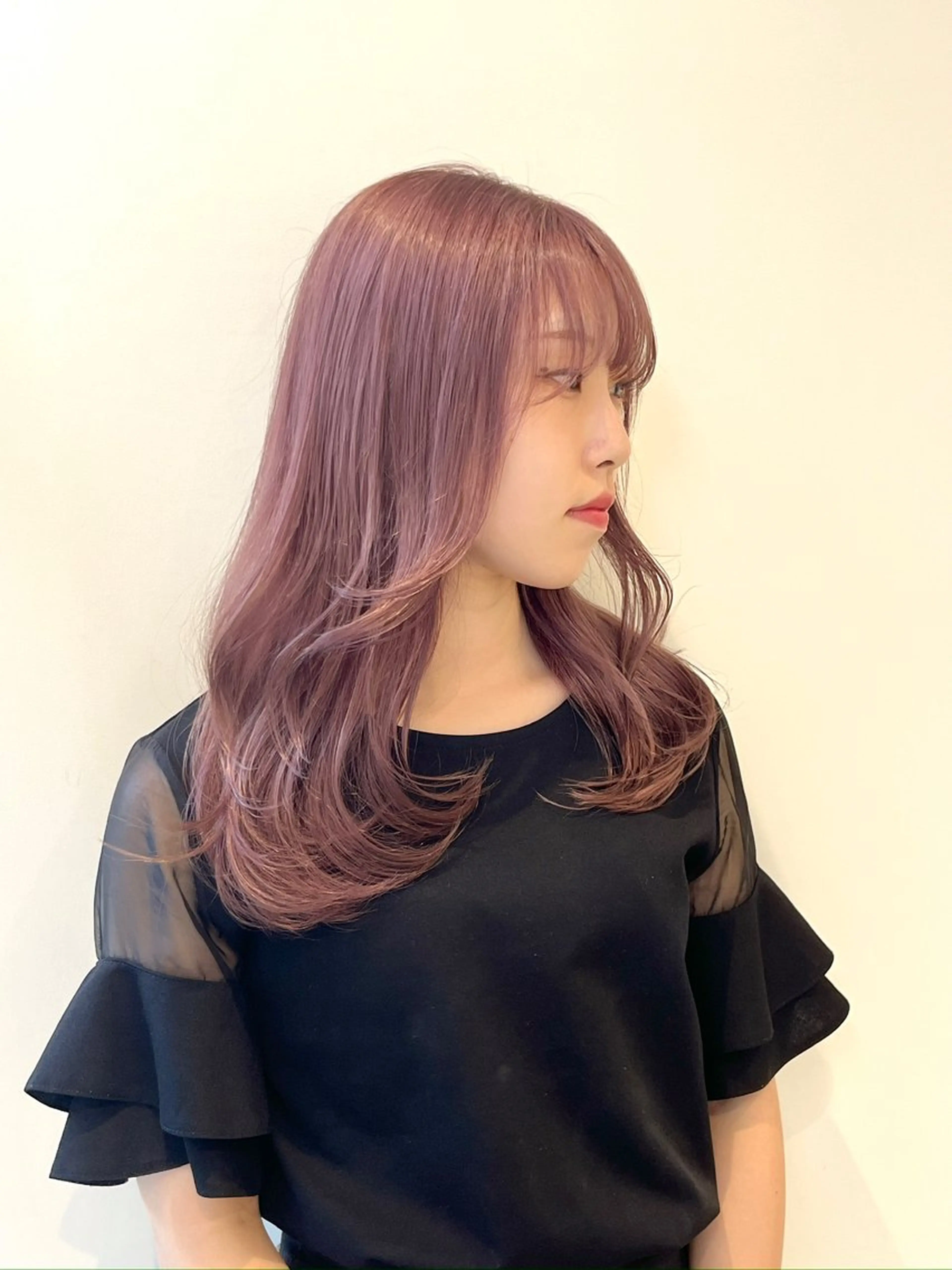 ミディアム カラー ラベンダーカラー ラベンダーピンク ピンクカラー ピンクパープル パープルカラー ヘアカラー レイヤー⭐️カラー ⭐️平川雅史のヘアスタイル