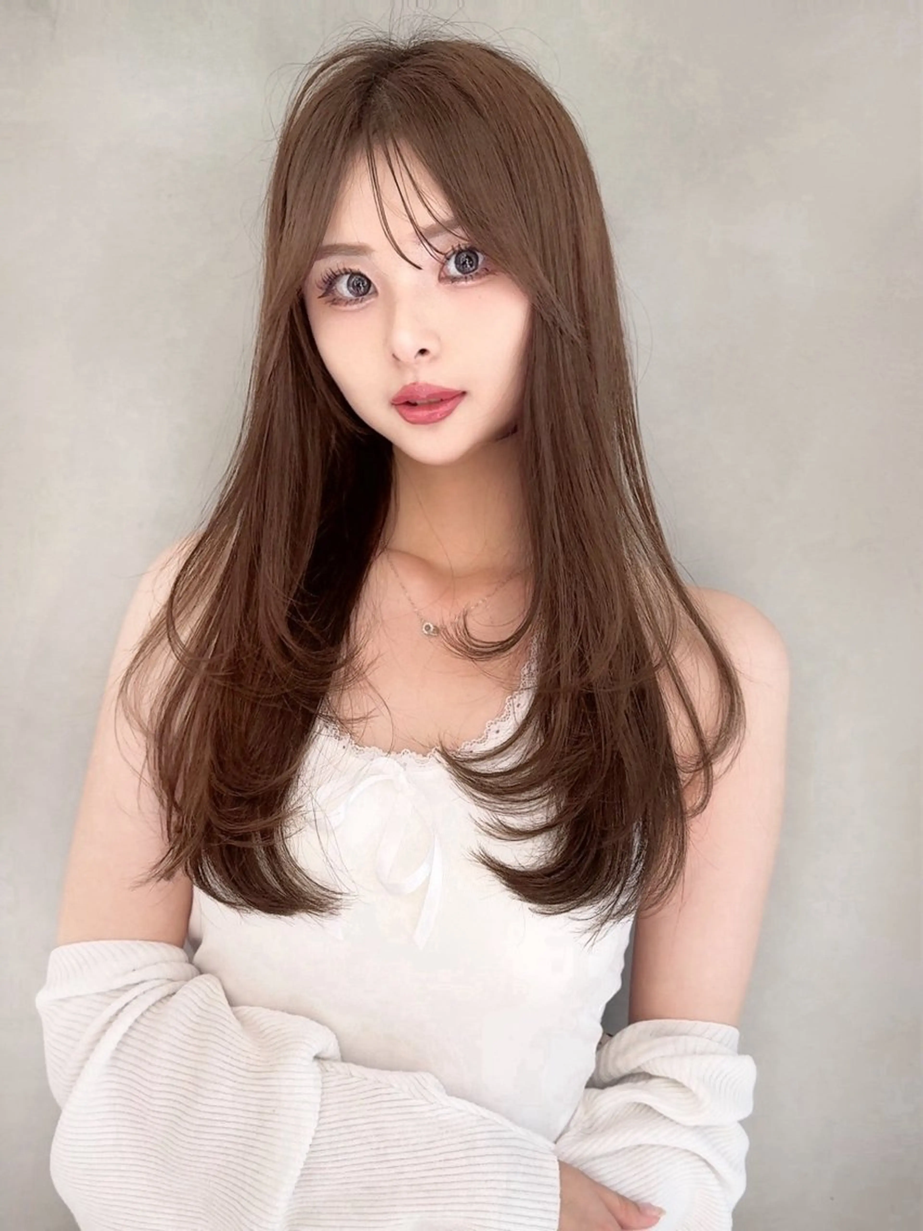 セミロング カラー カット ヘアカラー トリートメント 木屋元一/透明感 /前髪/韓国ヘアのヘアスタイル