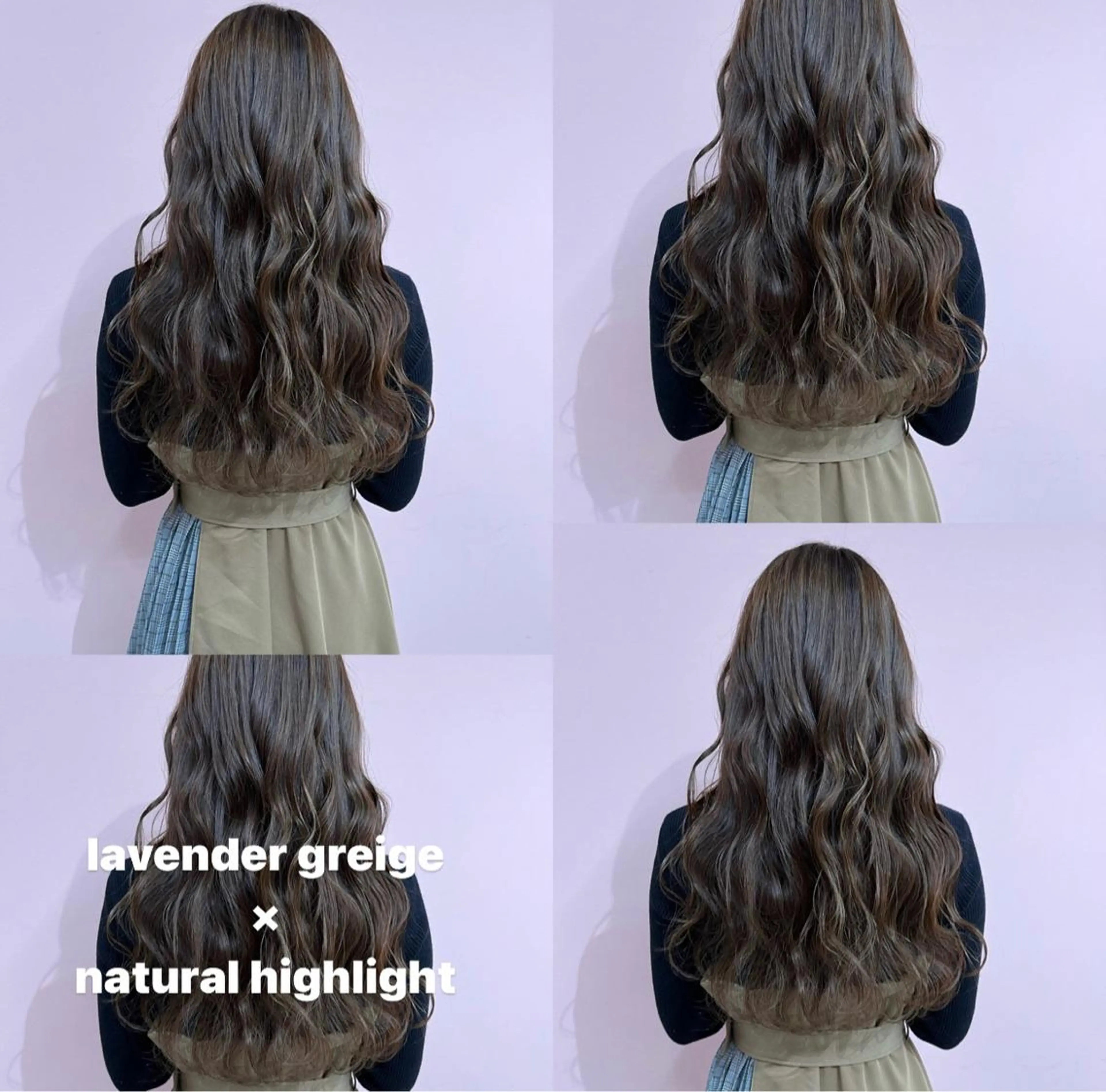 ロング カラー ヘアアレンジ ブリーチ 透明感カラー グレージュ ハイライトカラー ラベンダーカラー RIYA❤︎ Aujuaソムリエのヘアスタイル