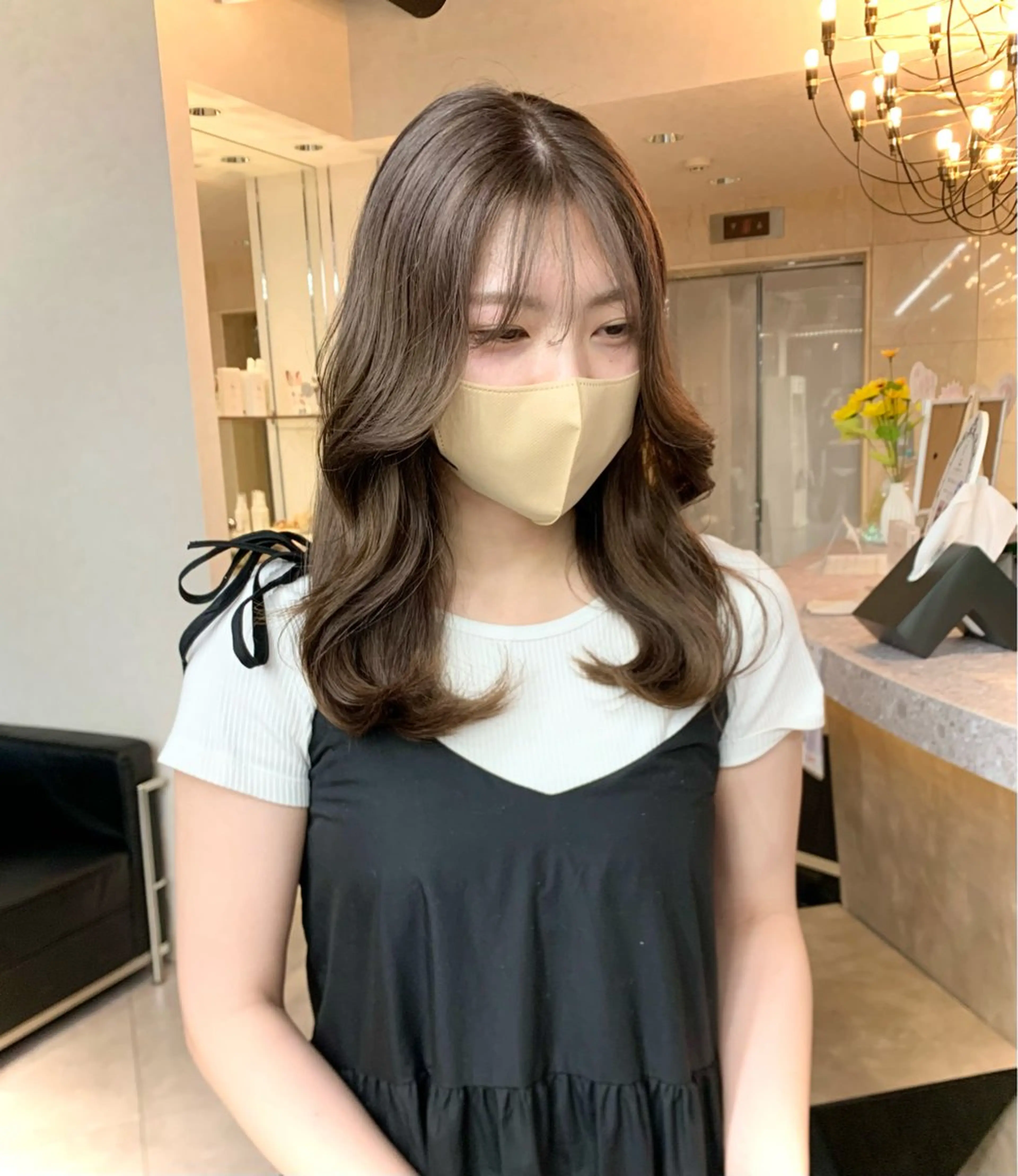 セミロング カラー 韓国ヘア rin🎀のヘアスタイル