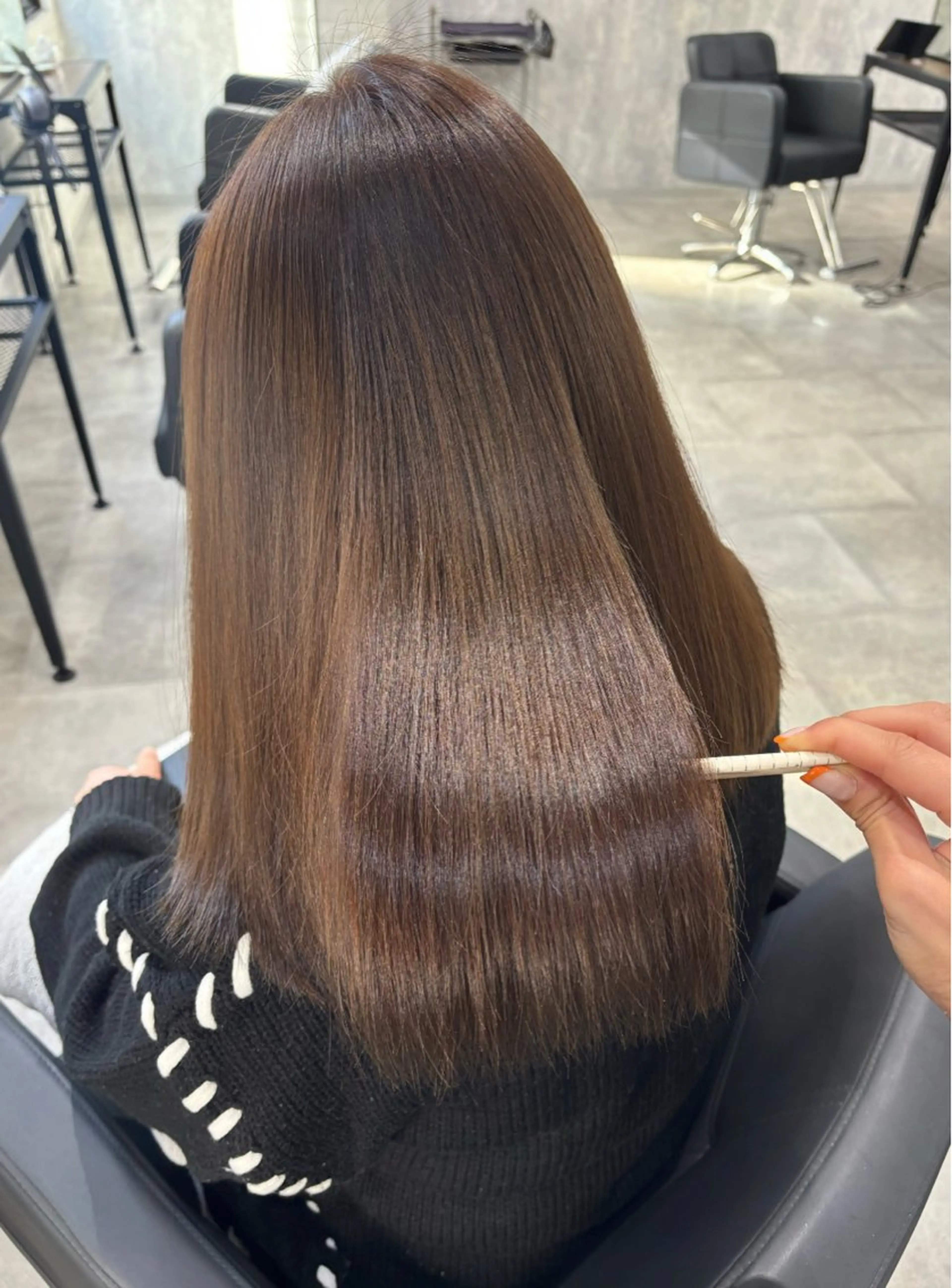 ミディアム カラー ヘアアレンジ カット ヘアカラー トリートメント kei/透明感カラー /ベージュ/髪質改善のヘアスタイル