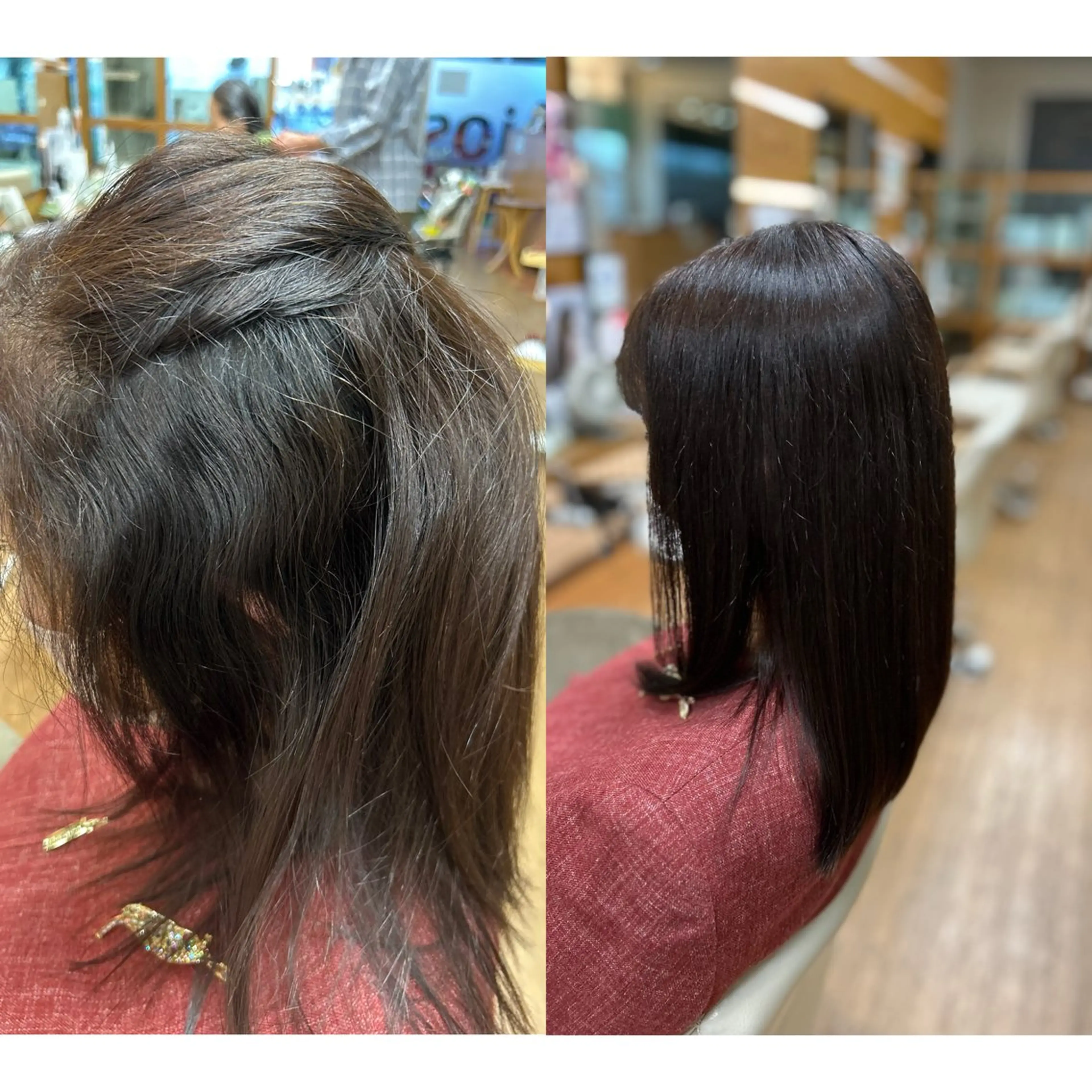 セミロング パーマ 髪質改善 縮毛矯正 神谷 千明のヘアスタイル