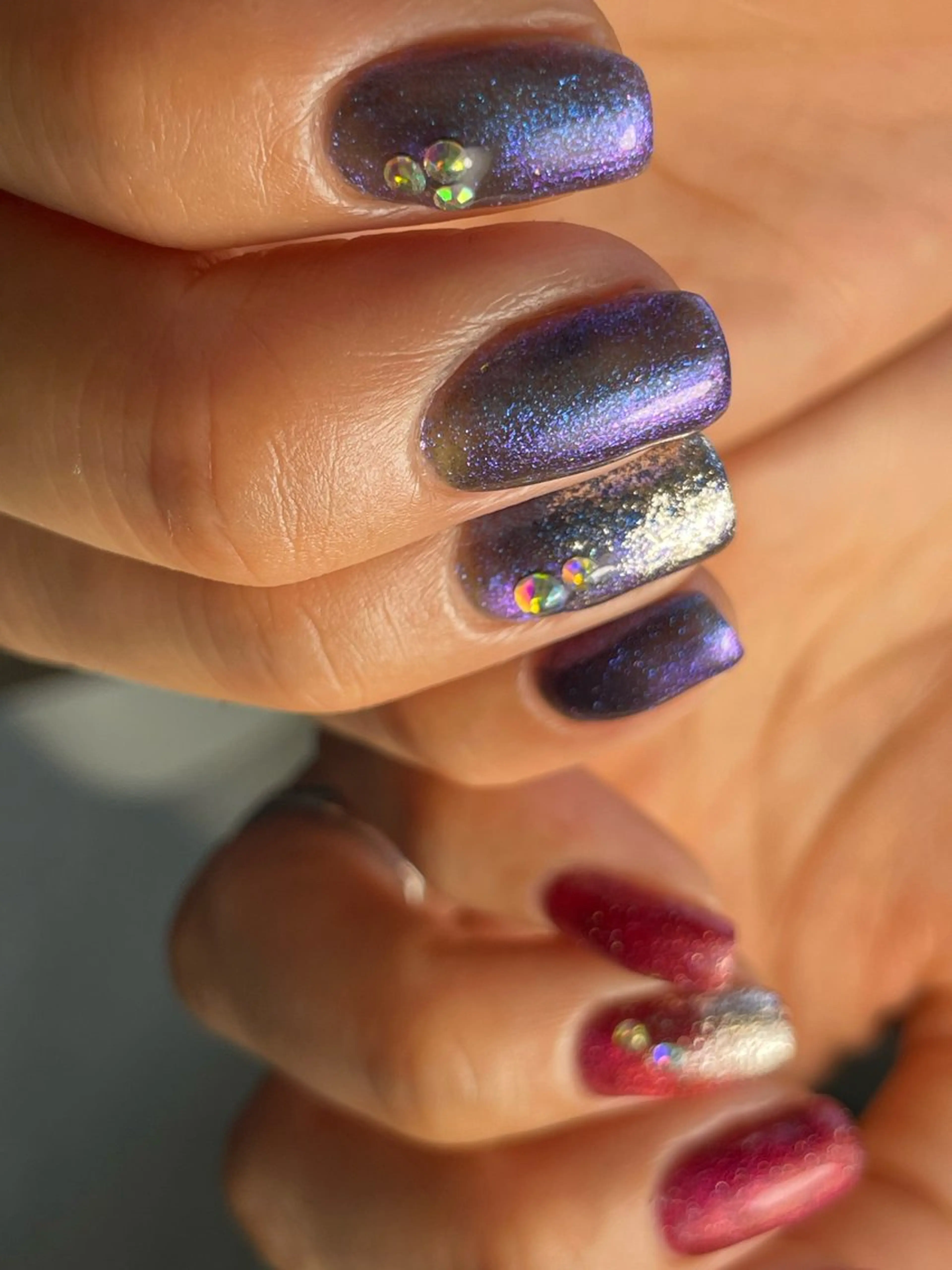 【今だけ限定価格🉐】派手目🌺欲張り2色➕四本指にラメと小パーツ追加OK🙆♀️ケア&オフ込/50色〜/フィルインの写真