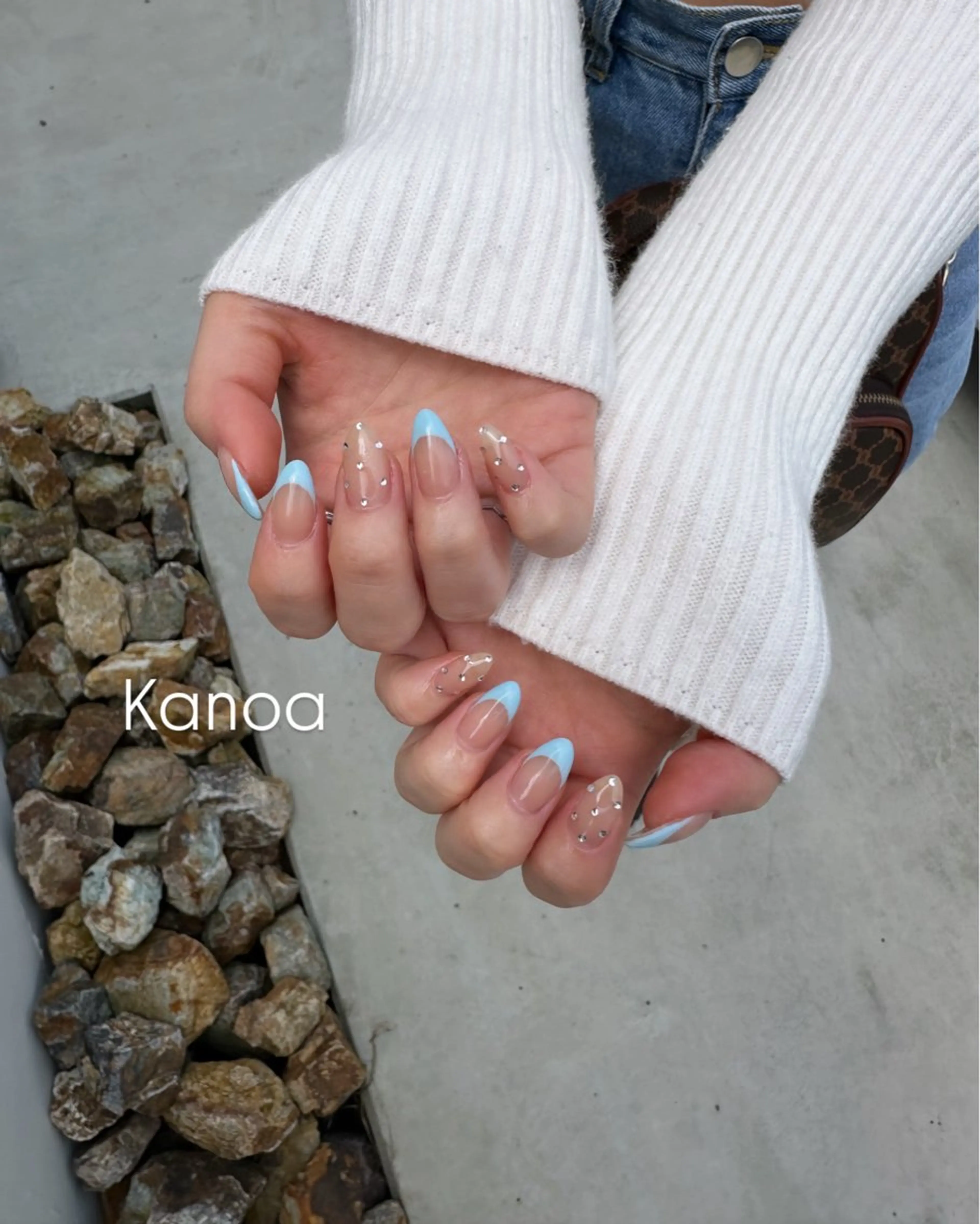 ネイル ブルー フレンチネイル パステルネイル 春ネイル ハンドネイル megu_ kanoanailのネイルデザイン