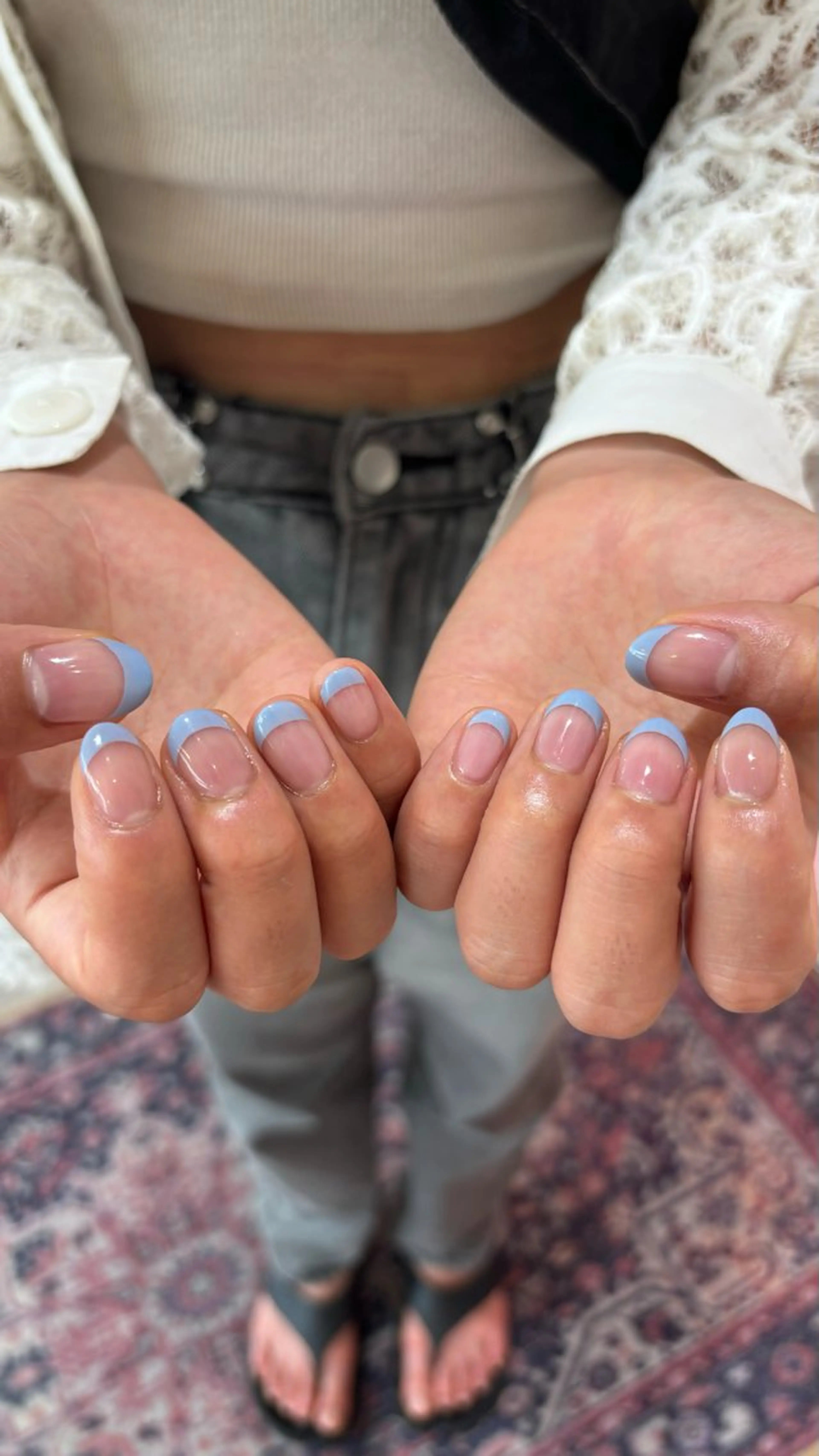 ネイル ブルー フレンチネイル 〖IEN〗Soura (ソウラ/想来)のネイルデザイン