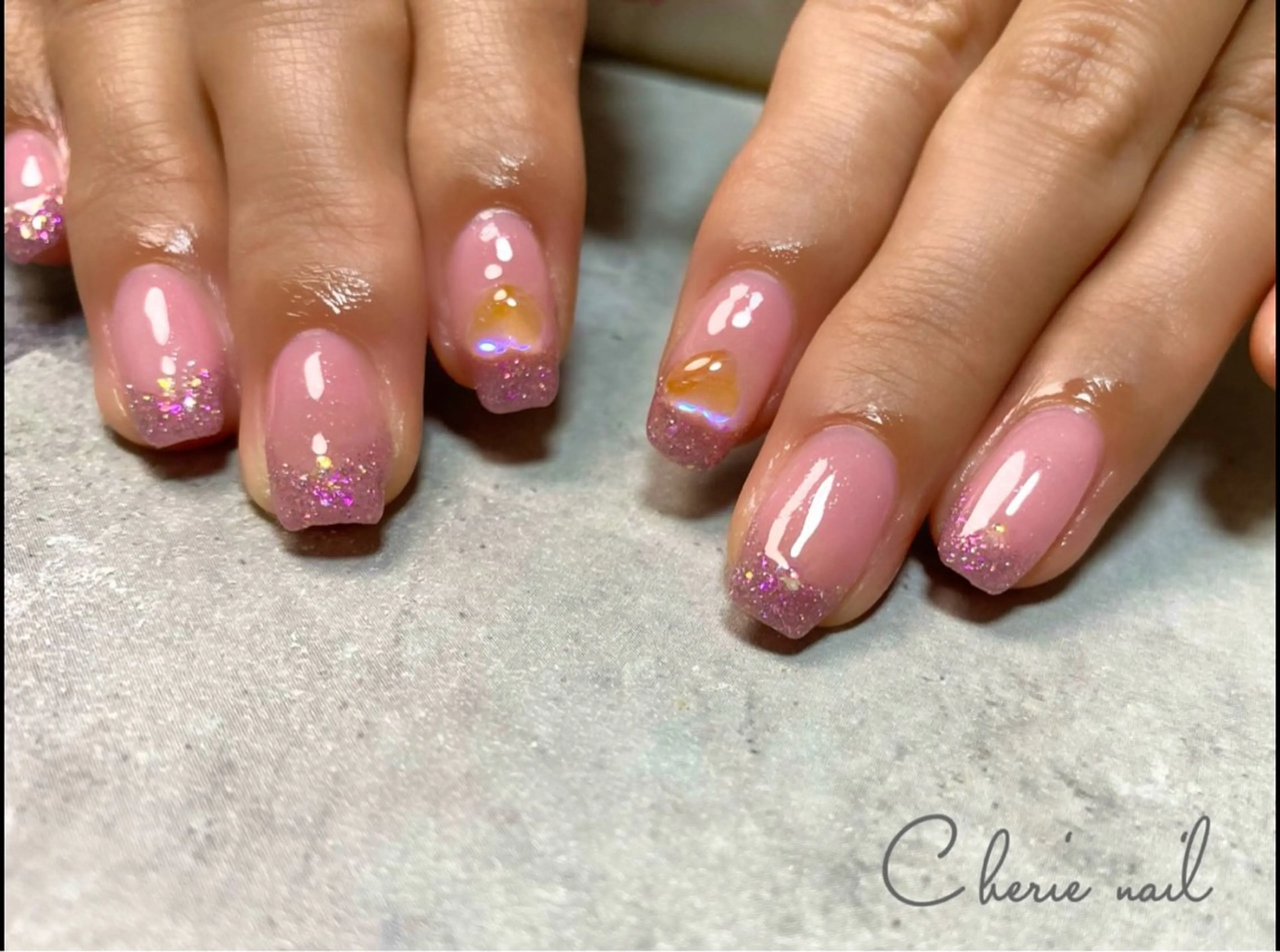 ネイル フラッシュネイル フレンチネイル ハンドネイル Cherienail yunaのネイルデザイン