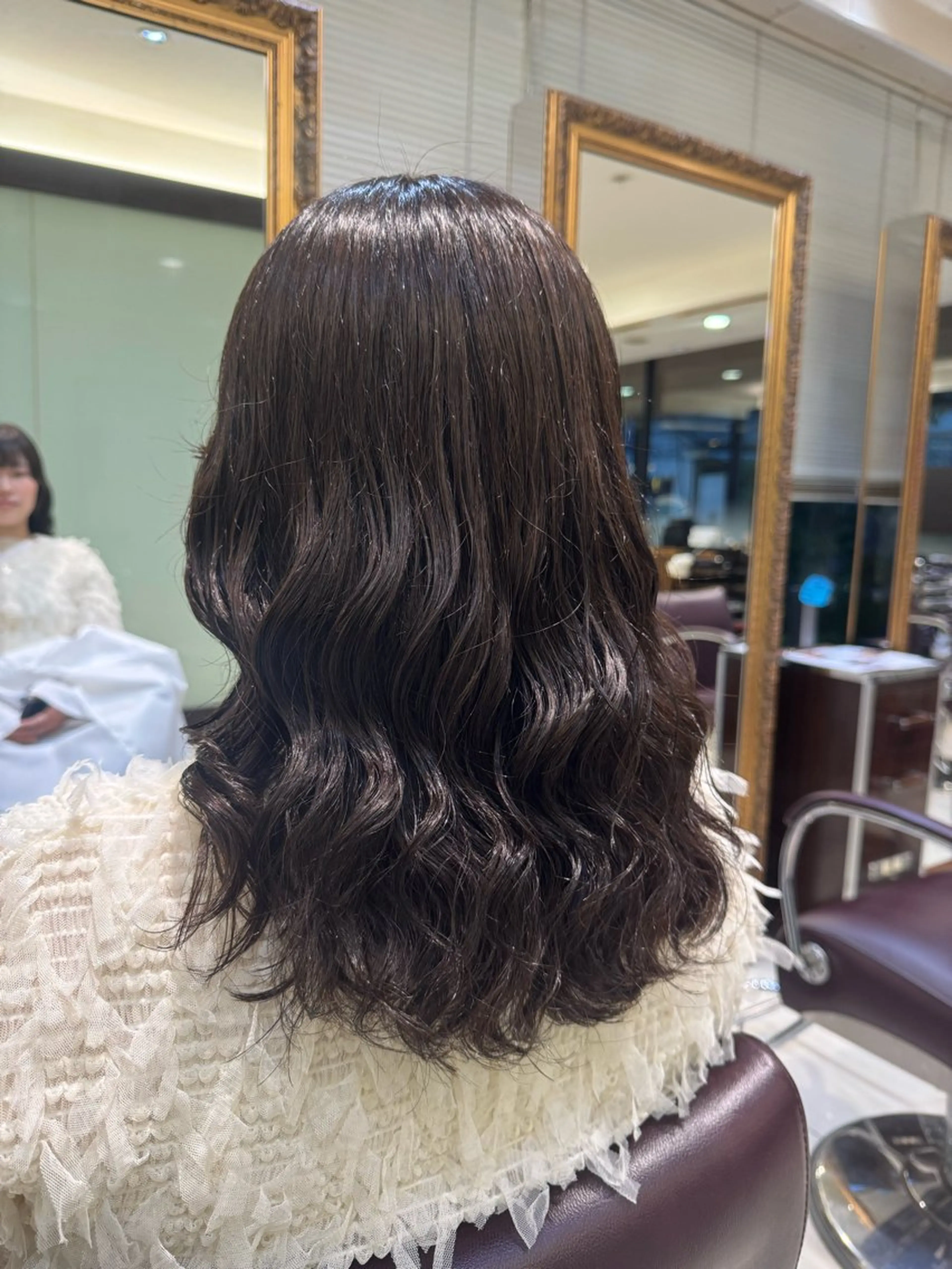 セミロング セミロングパーマ くびれヘア 顔まわりレイヤー 韓国風ヘア レイヤーカット カット ヘアカラー パーマ コテ巻き風/ボブ パーマ🌼杉田 萌恵のヘアスタイル