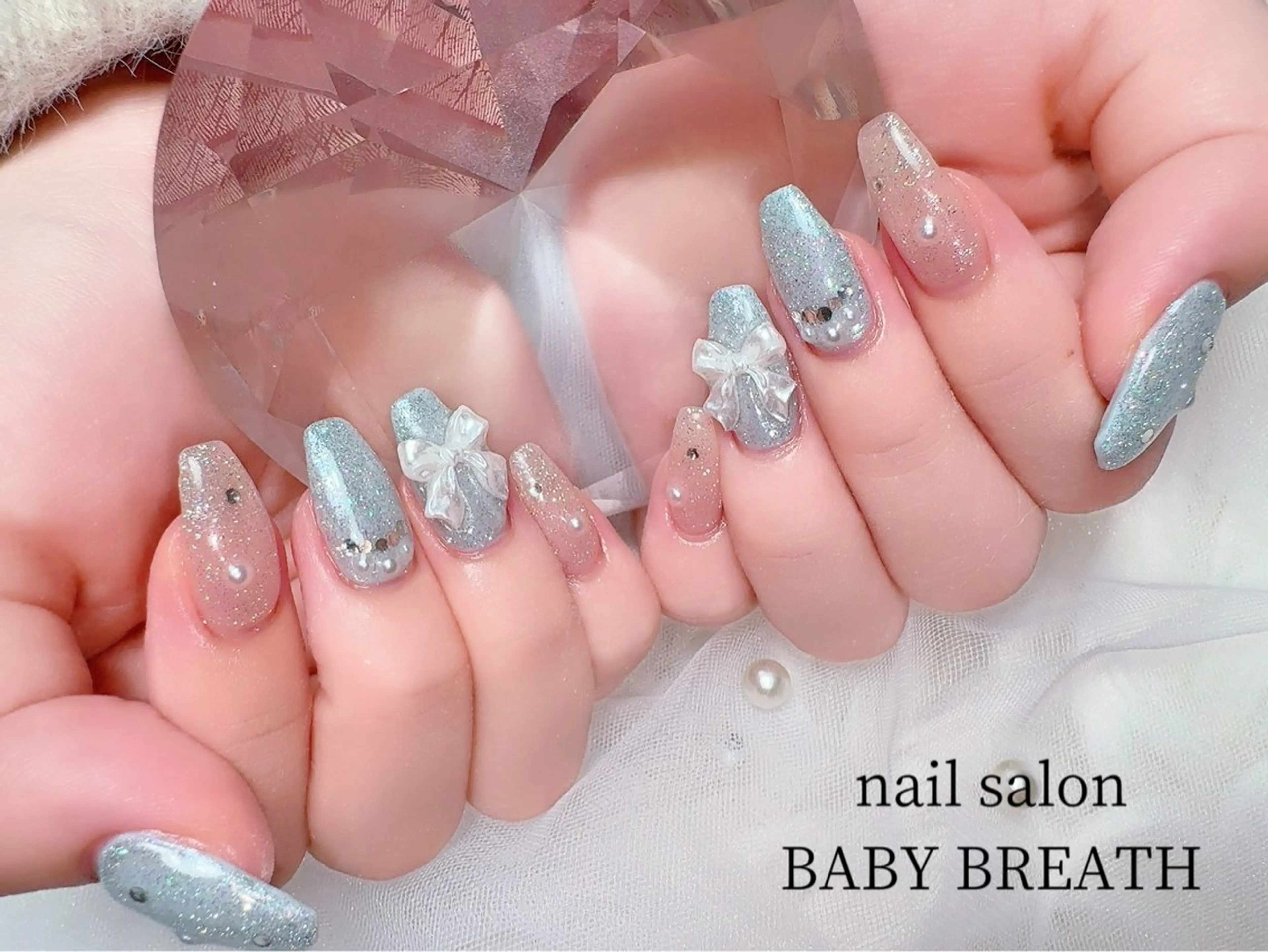 ネイル アートネイル フラッシュネイル フットネイル グラデーション ラメ(グリッター) ハンドネイル BABY  BREATH所属・y natsumiのネイルデザイン