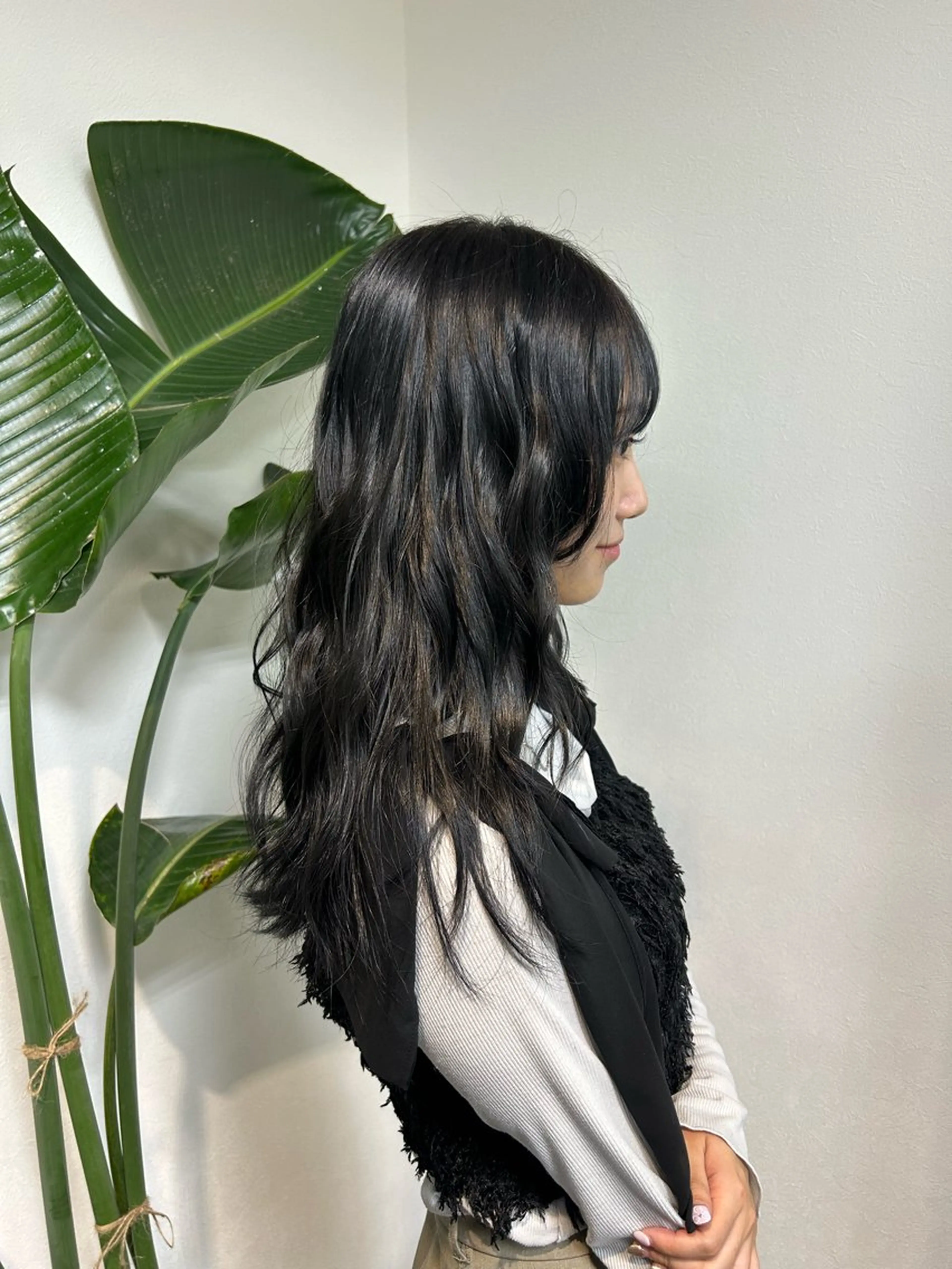 ロング カラー 黒髪 ブルーカラー ブルーブラック カット トリートメント メンズパーマの達人 /タカシマ　ダイスケのヘアスタイル