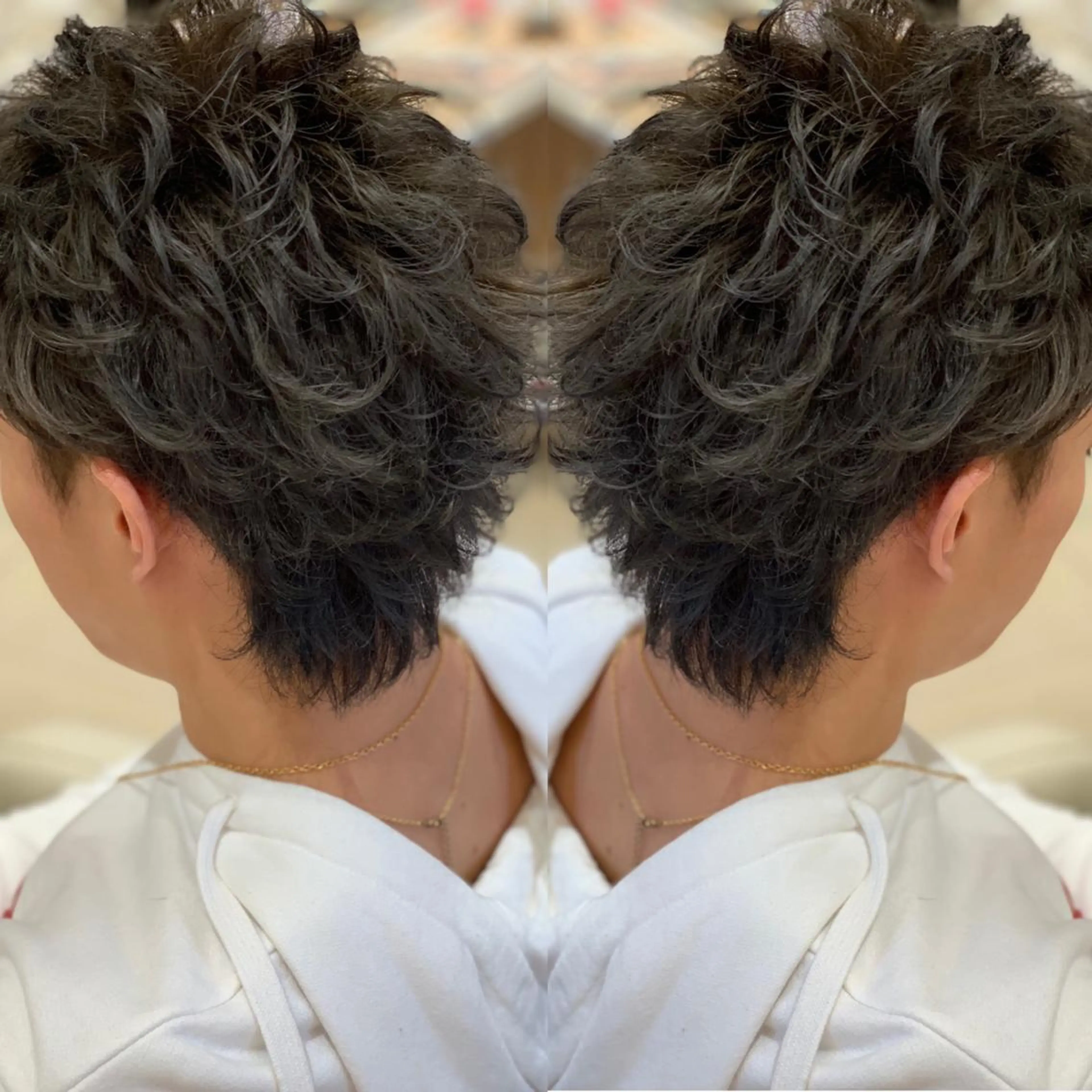 カラー パーマ メンズ メンズブリーチ メンズパーマ ブリーチ イルミナカラー 🩵波巻き／ツイスパ HARU💎のヘアスタイル