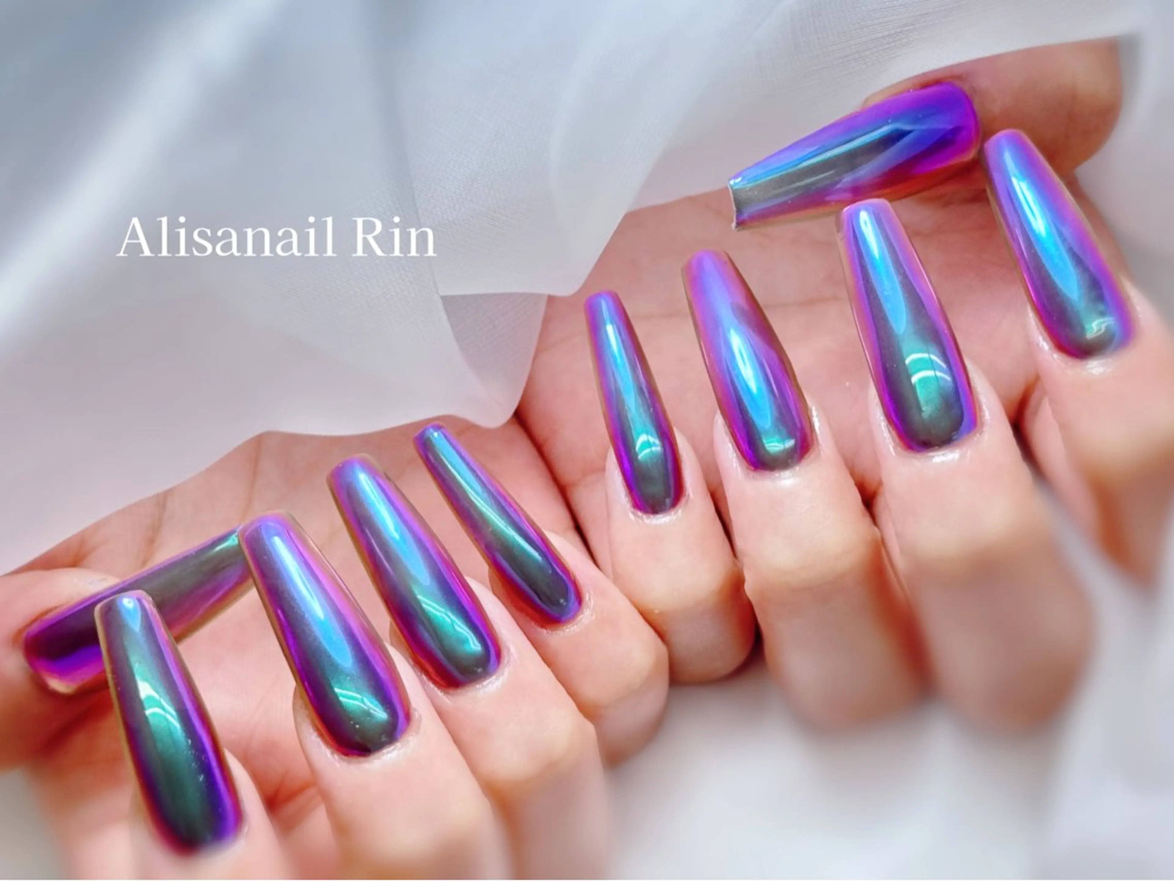 【チップ☆長さだし】ミラーネイル☆オフなしの写真