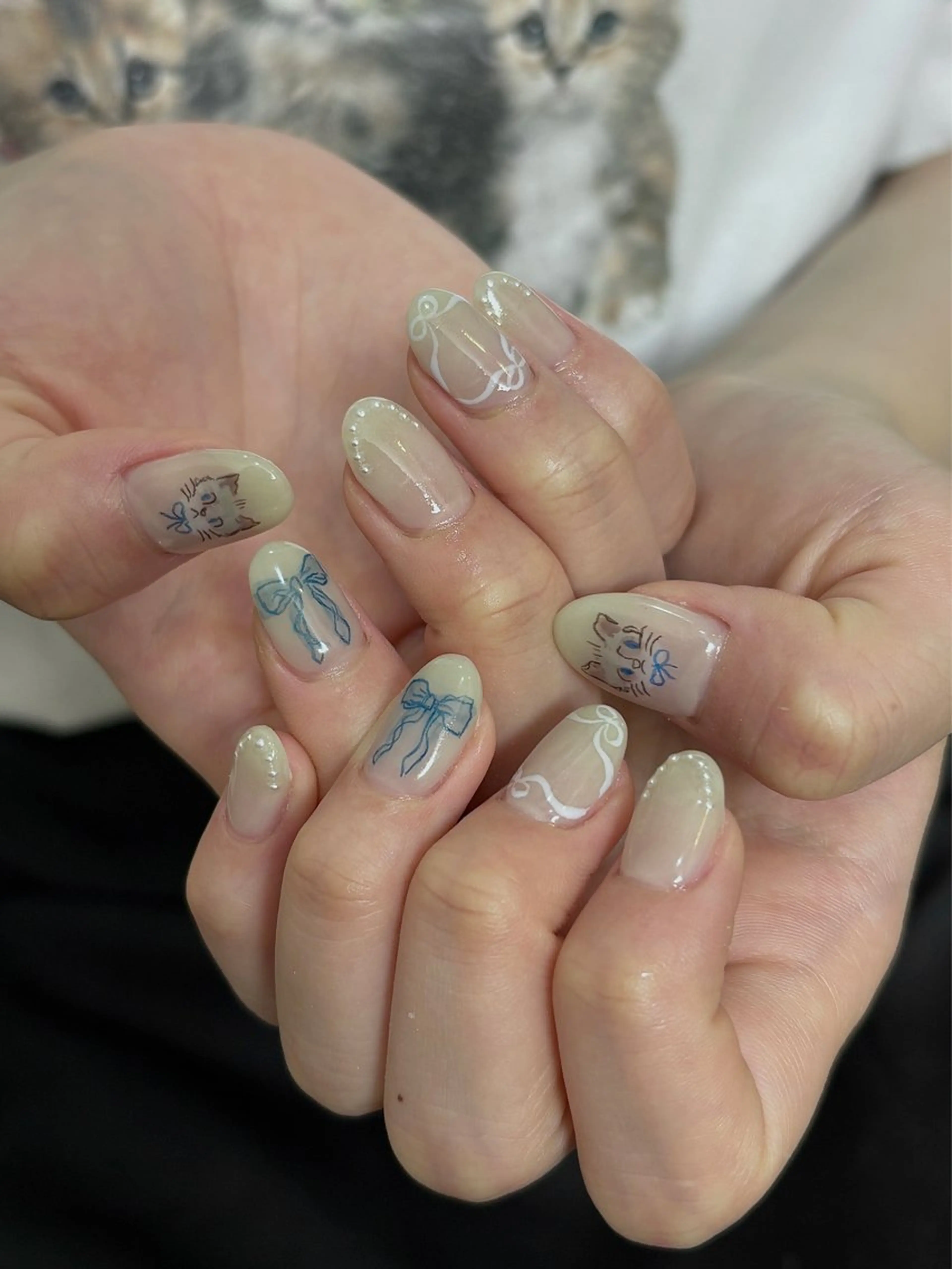 ネイル 韓国ネイル リボン ハンドネイル acs.n所属・ネイル，耳つぼ 風間すみれのその他イメージ