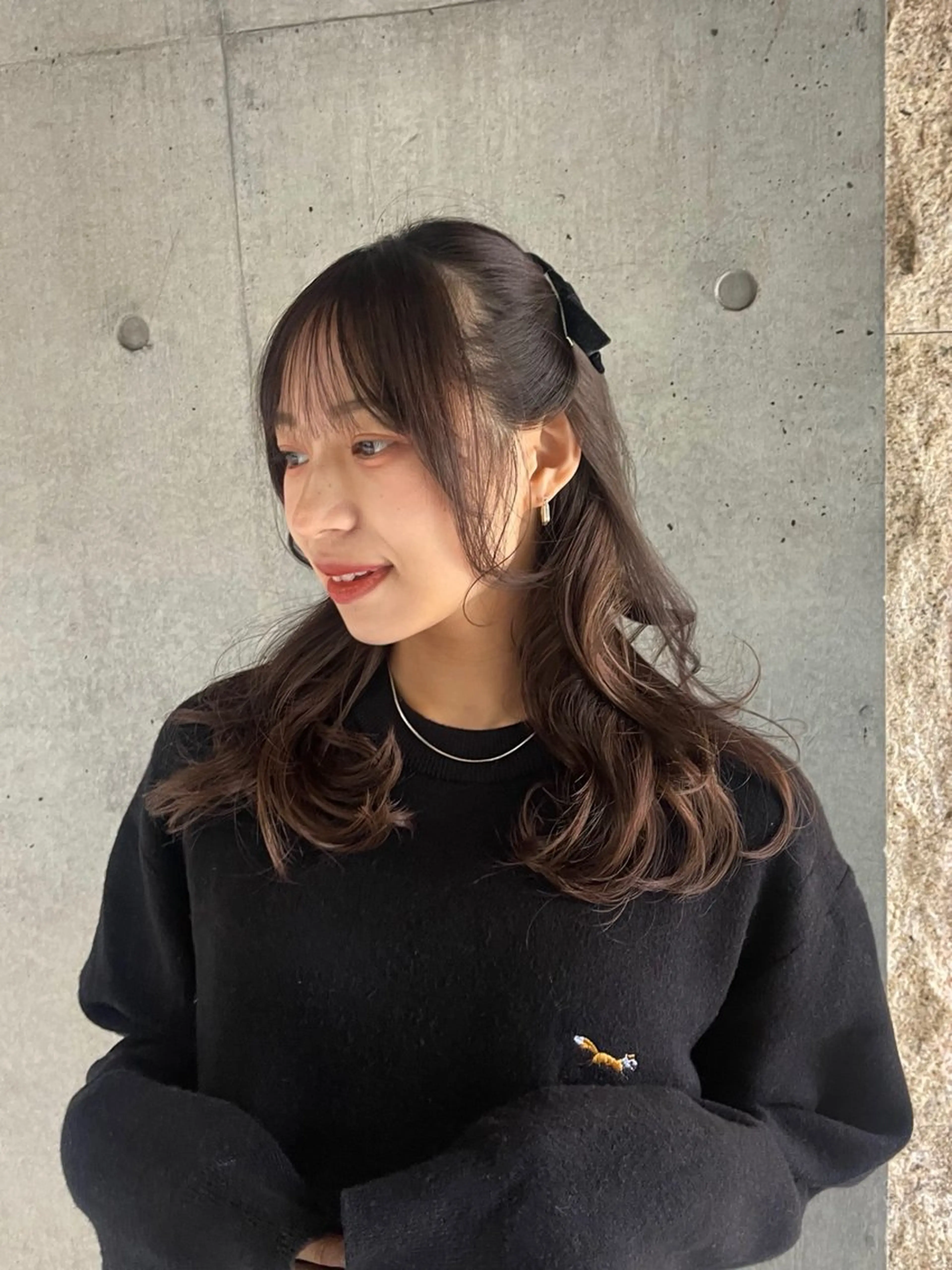 前髪カット+艶カラーの写真