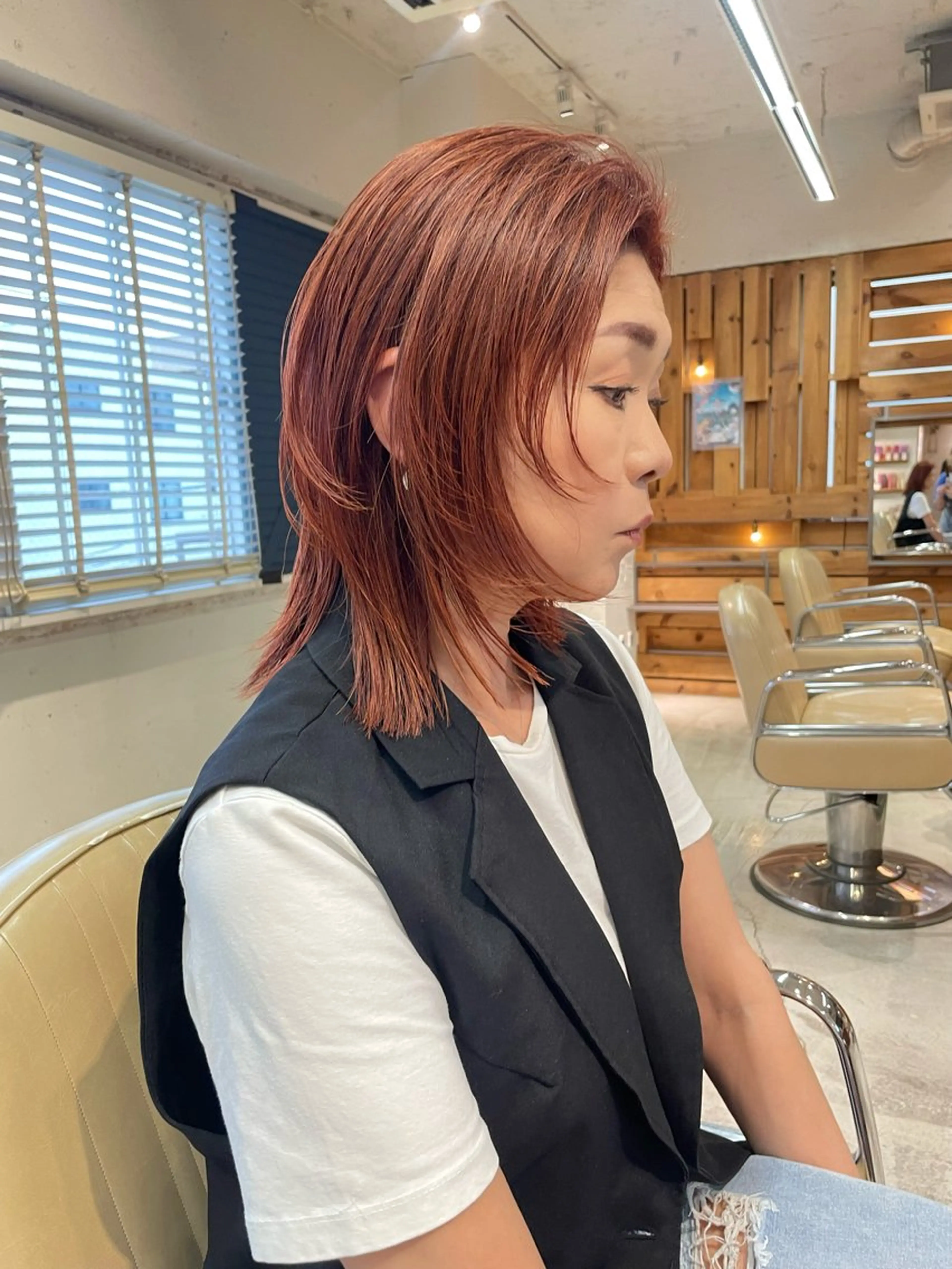 ミディアム カラー カット ヘアカラー ユイナ ★暖色/レイヤー★のヘアスタイル