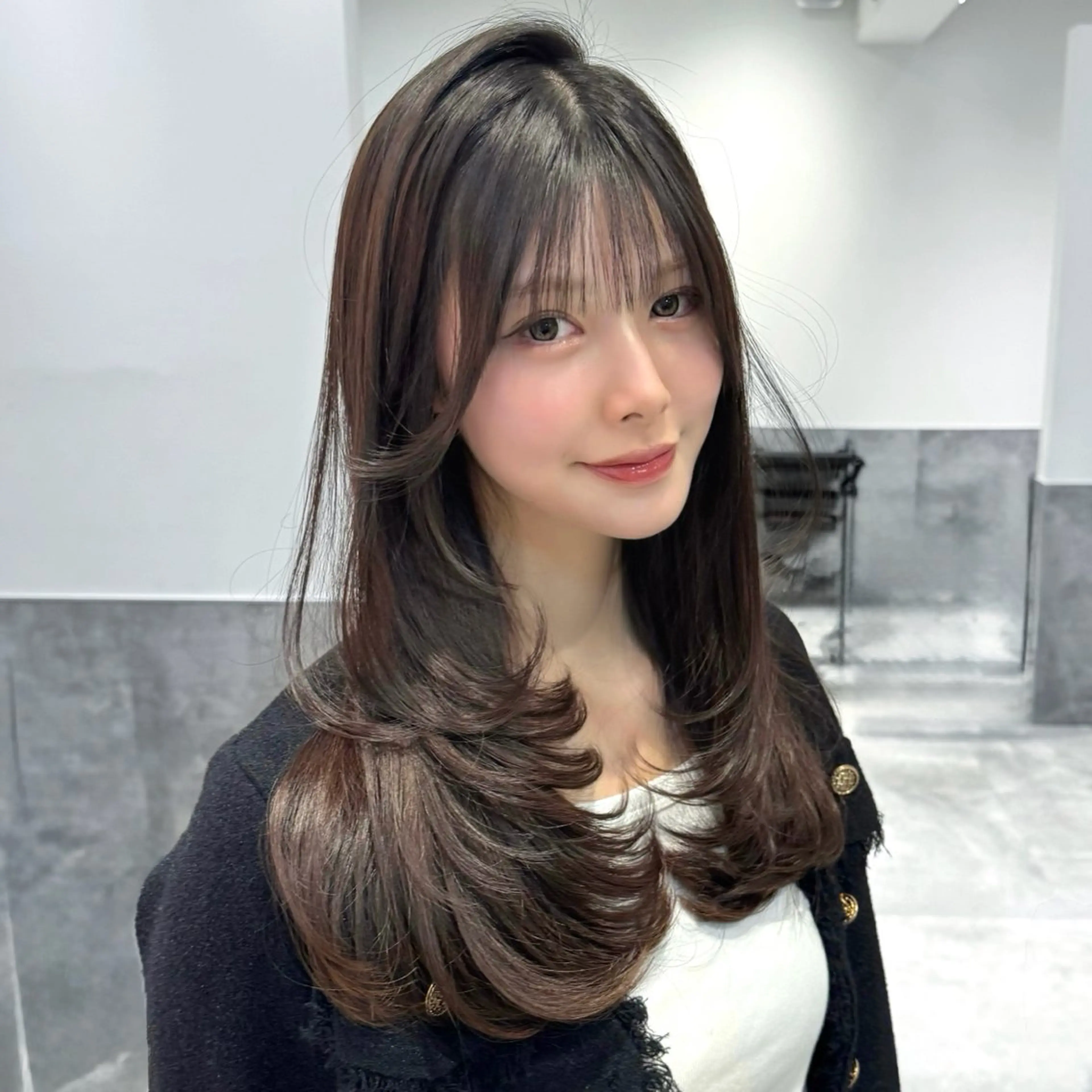 ロング 顔周りカット レイヤーカット カット ヘアカラー トリートメント GO TODAY 原宿Verno店所属・韓国系支持率No.1 レイヤー特化/きょうのヘアスタイル