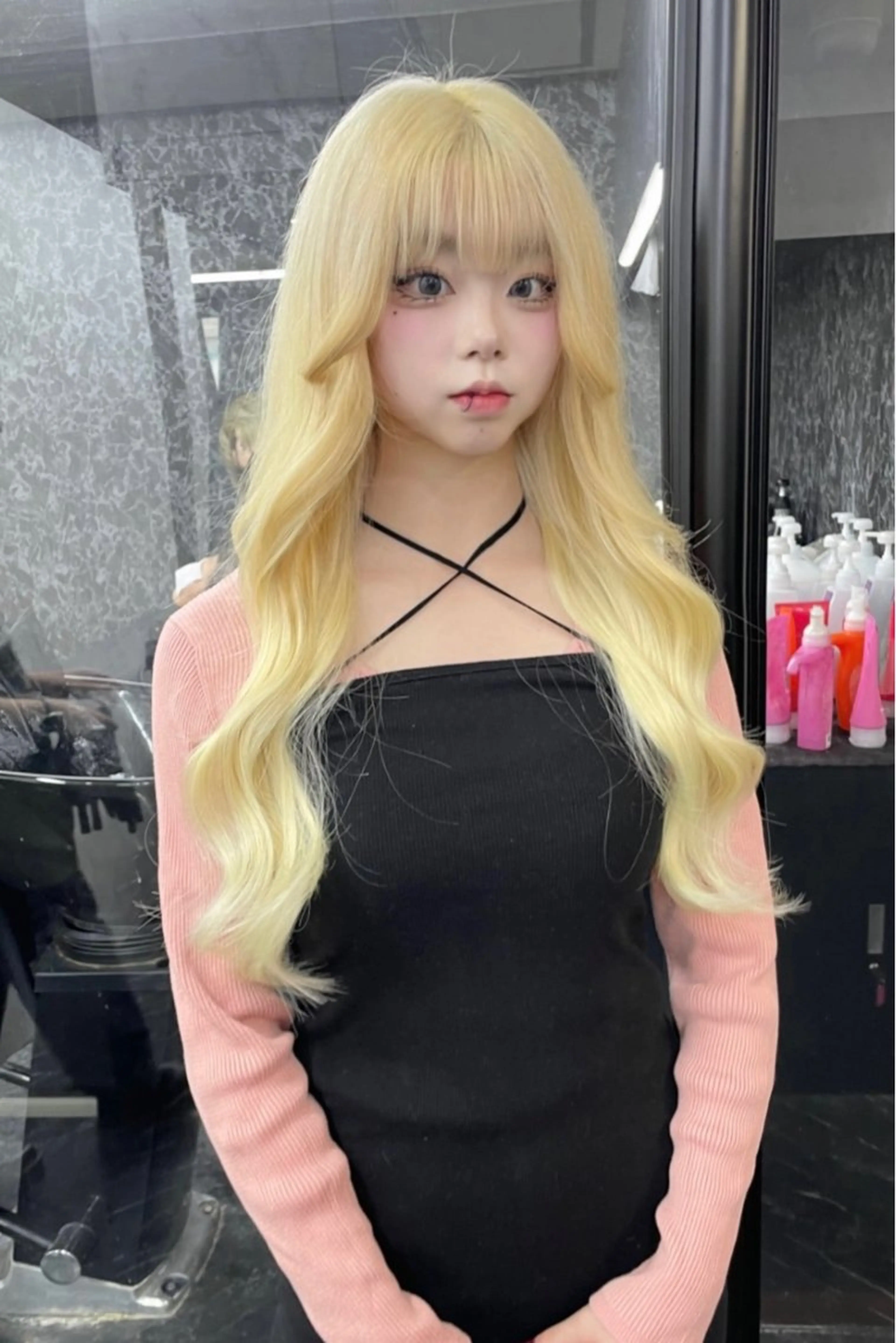 ロング カラー ブロンド ボブ エクステ ロング ヘアカラー エクステ Ria OSAKA　梅田所属・マリカ🦋韓国 ハイトーン/エクステのヘアスタイル