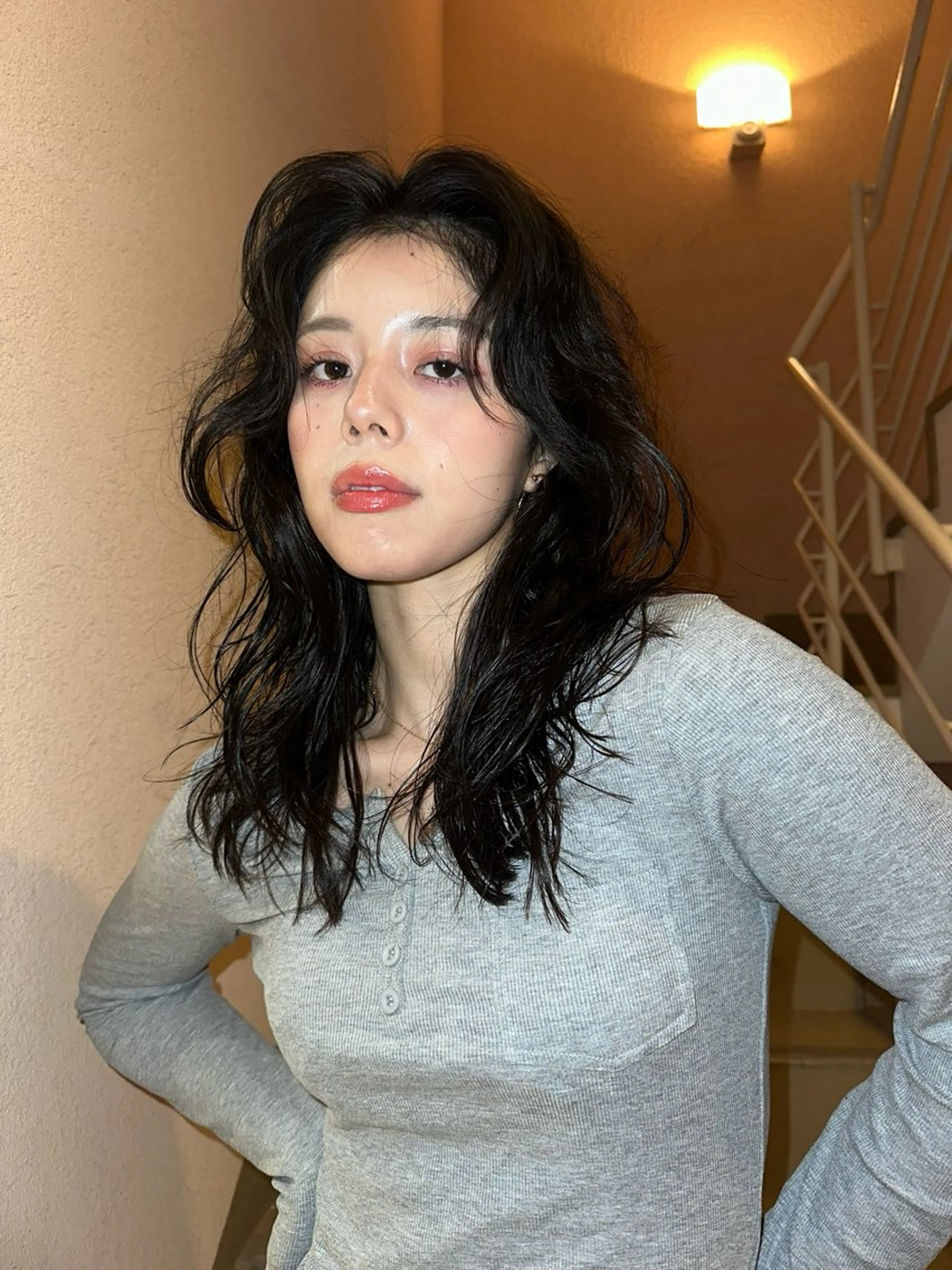 ロング カット パーマ 🍇透明感カラー/ カットひかる🍒のヘアスタイル