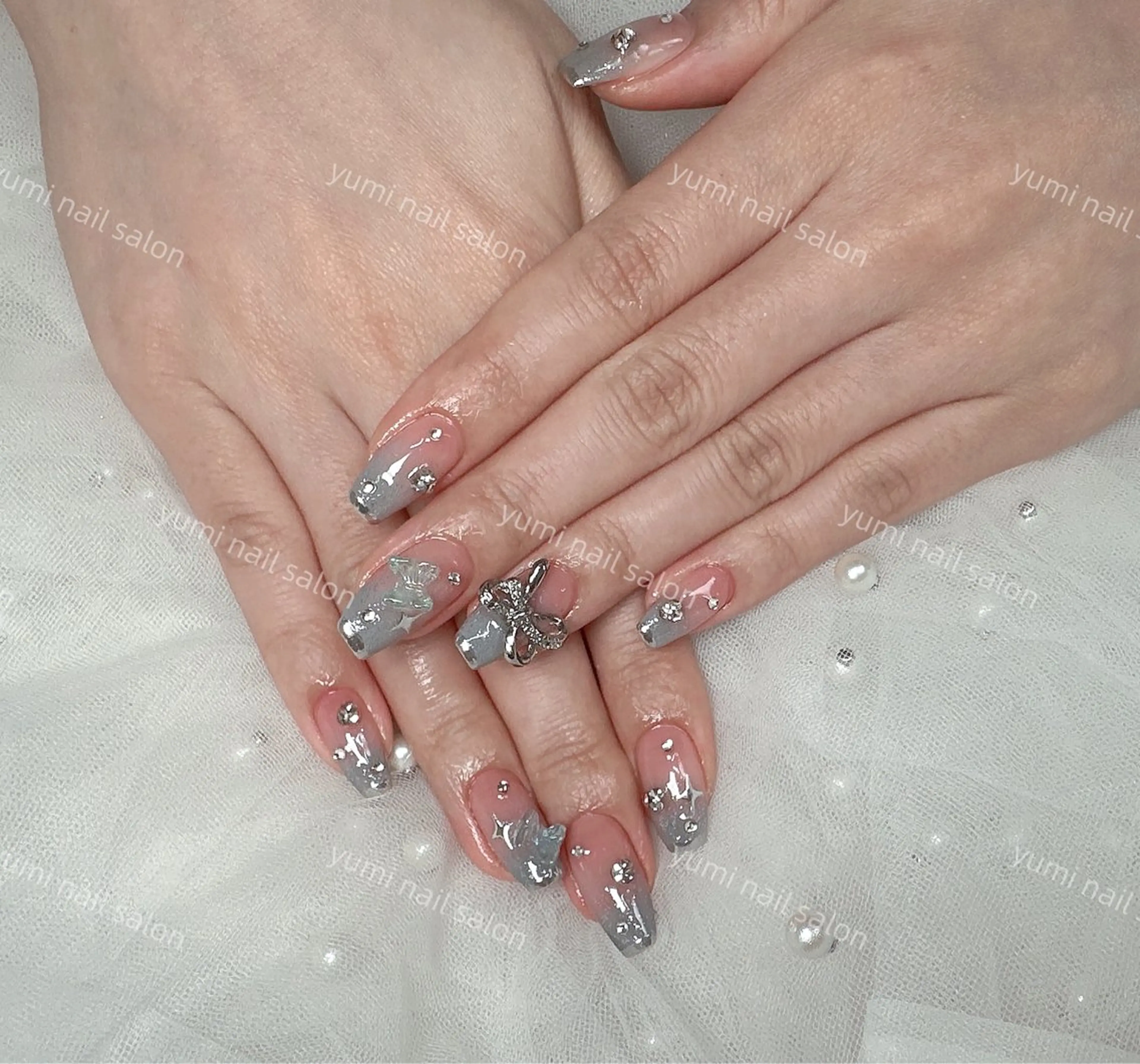 ネイル shineジェル& チップ長さだしのネイルデザイン