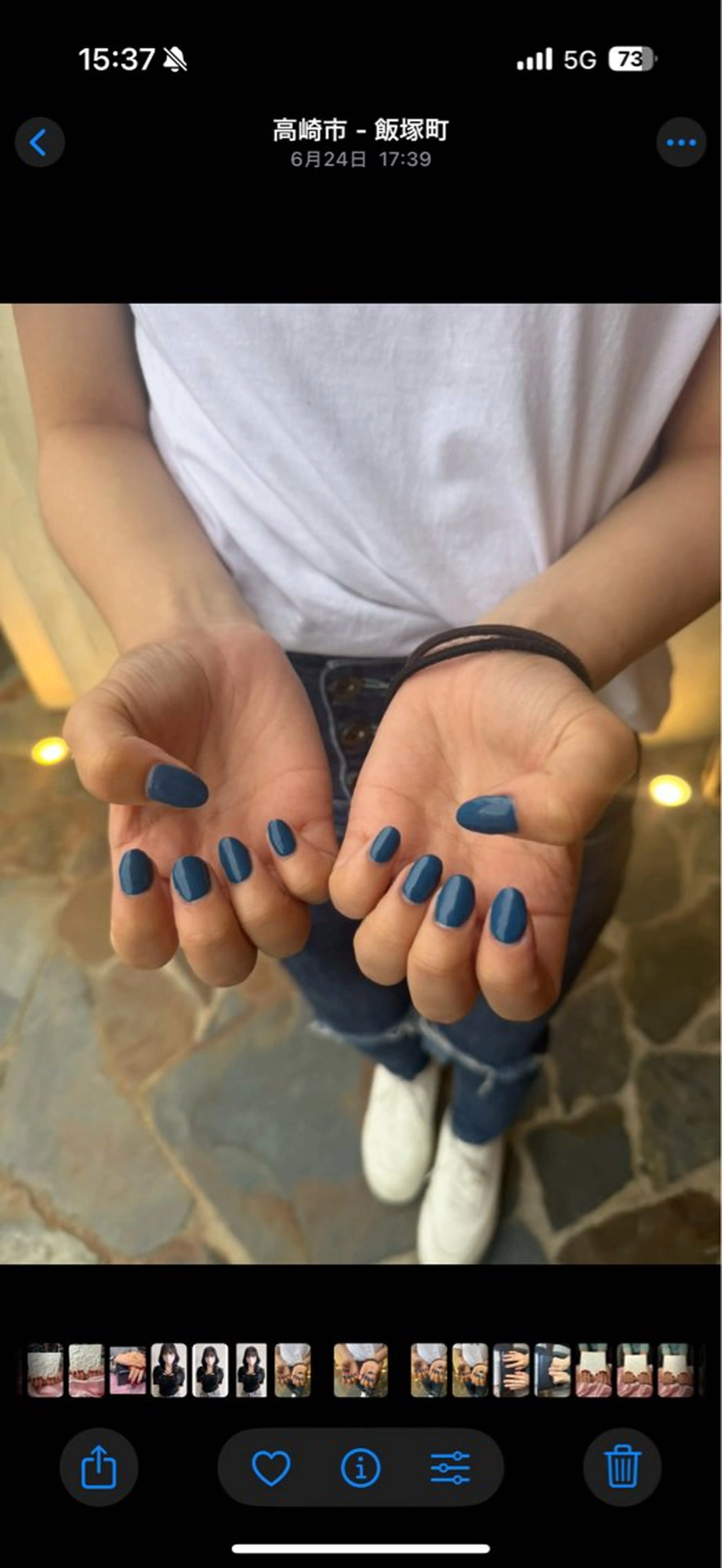 ネイル ブルー ジェルネイル ハンドネイル Angelique 田中/高崎のネイルデザイン