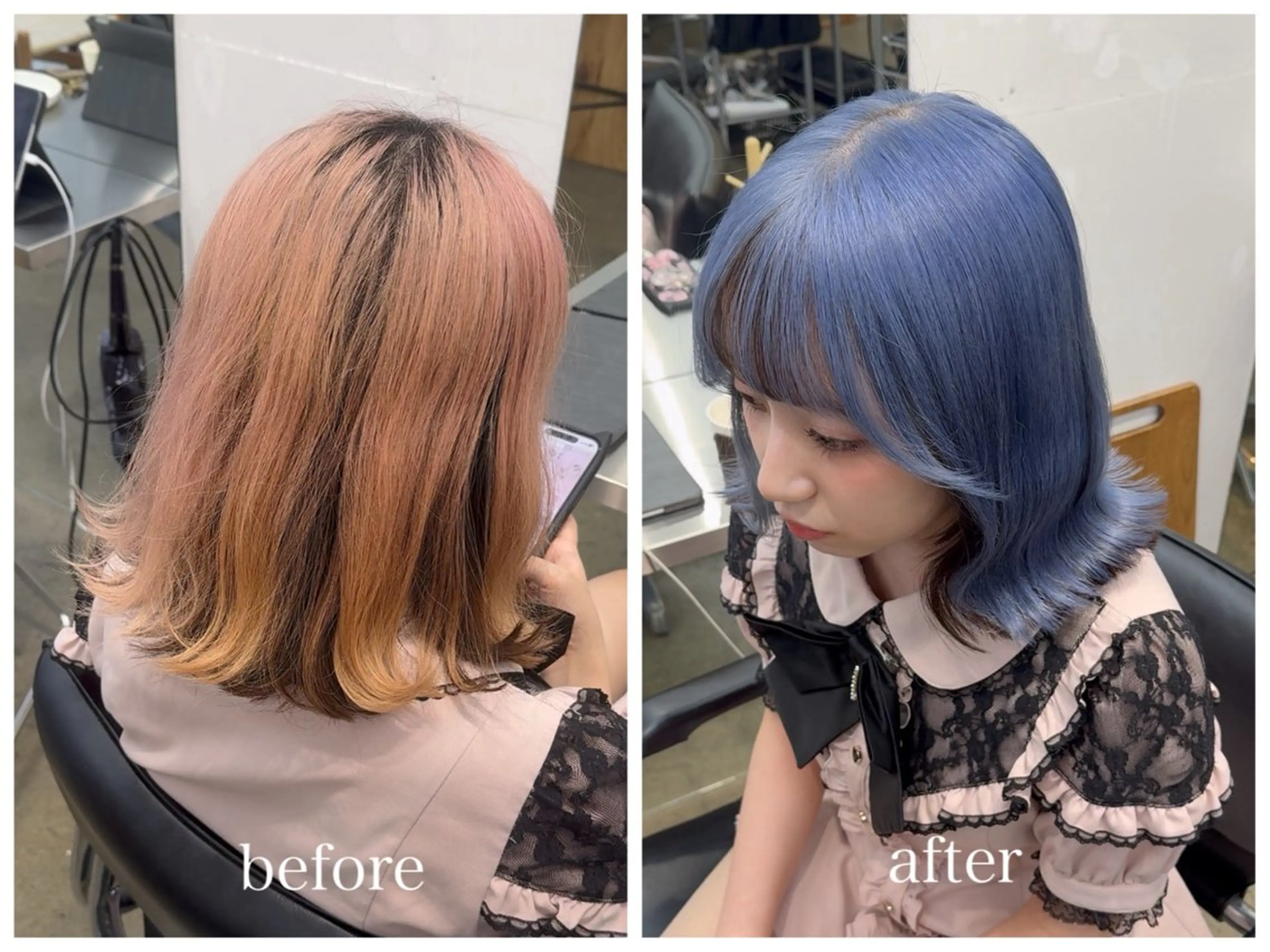 ショート カラー ブルーカラー ピンクカラー シルバー 新宿 似合わせカラー HINAのヘアスタイル