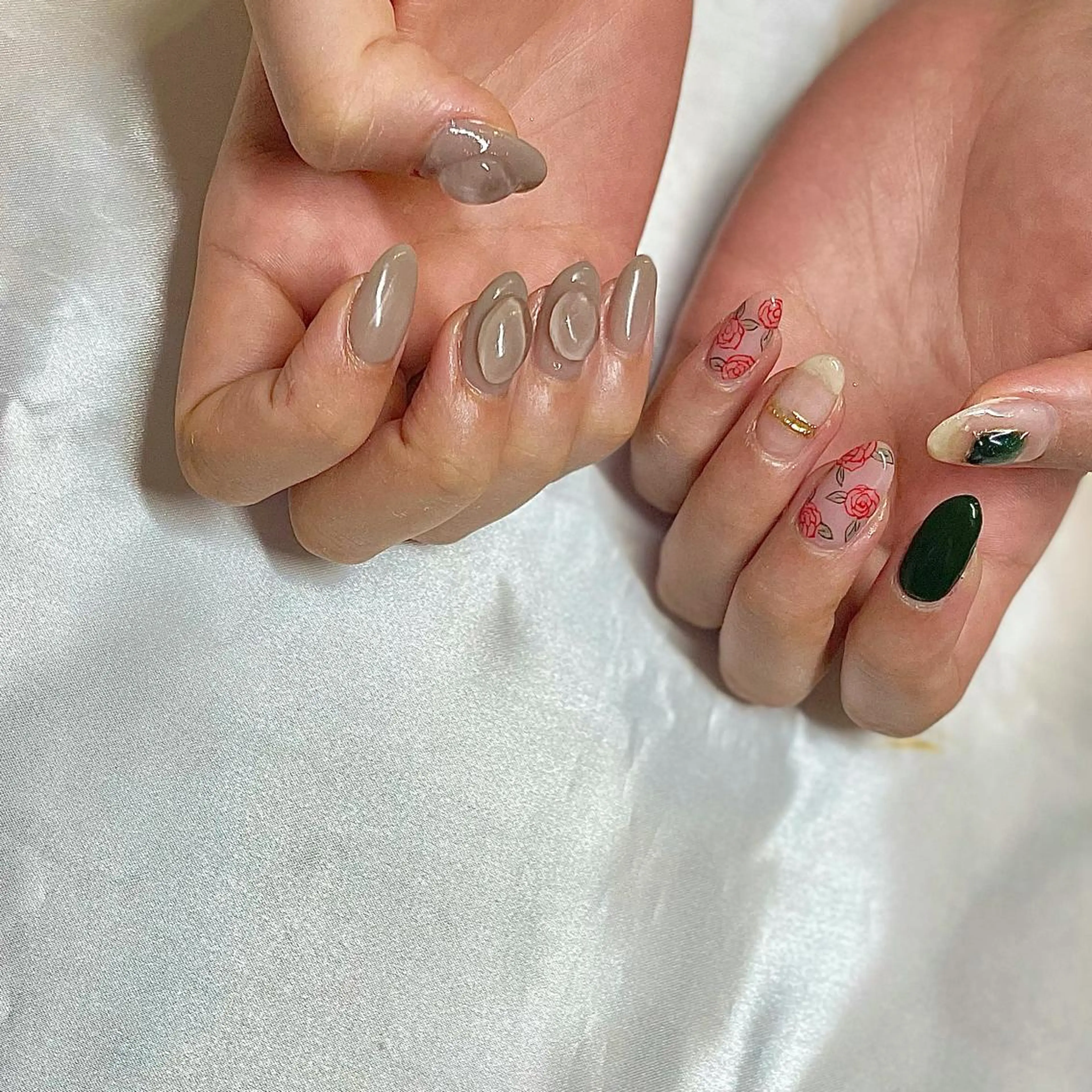 セミロング カラー パーマ ヘアアレンジ メンズ キッズ ネイル マツエク・マツパ グレージュ クリアネイル nail&eye Aoのマツエク・マツパデザイン